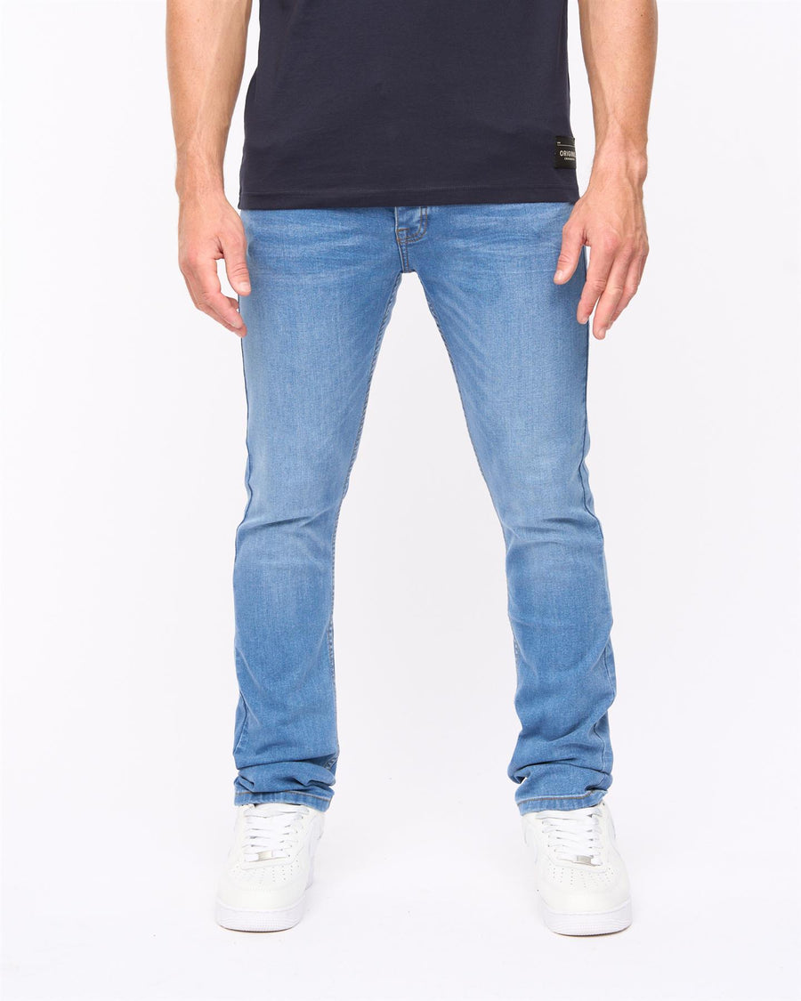 Crosshatch Mens Malcolm Slim Fit Jeans Light Wash
