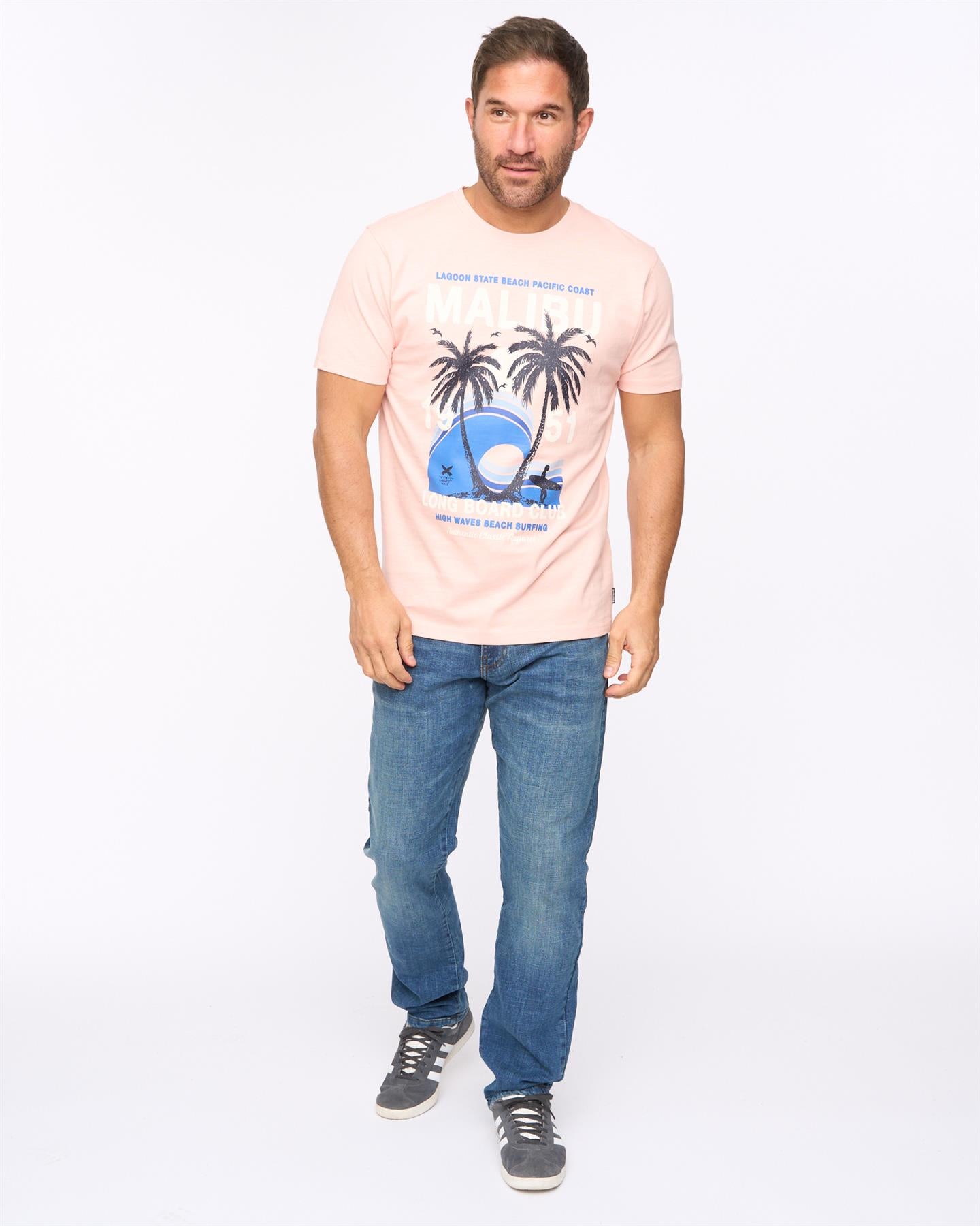 Mens Malwaves T-Shirt Pink