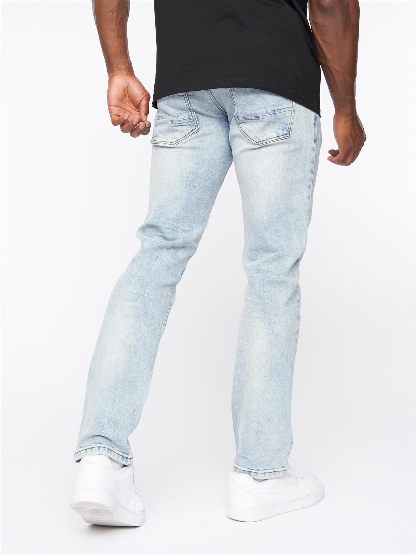 Crosshatch Mens Cadman Straight Jeans Light Wash