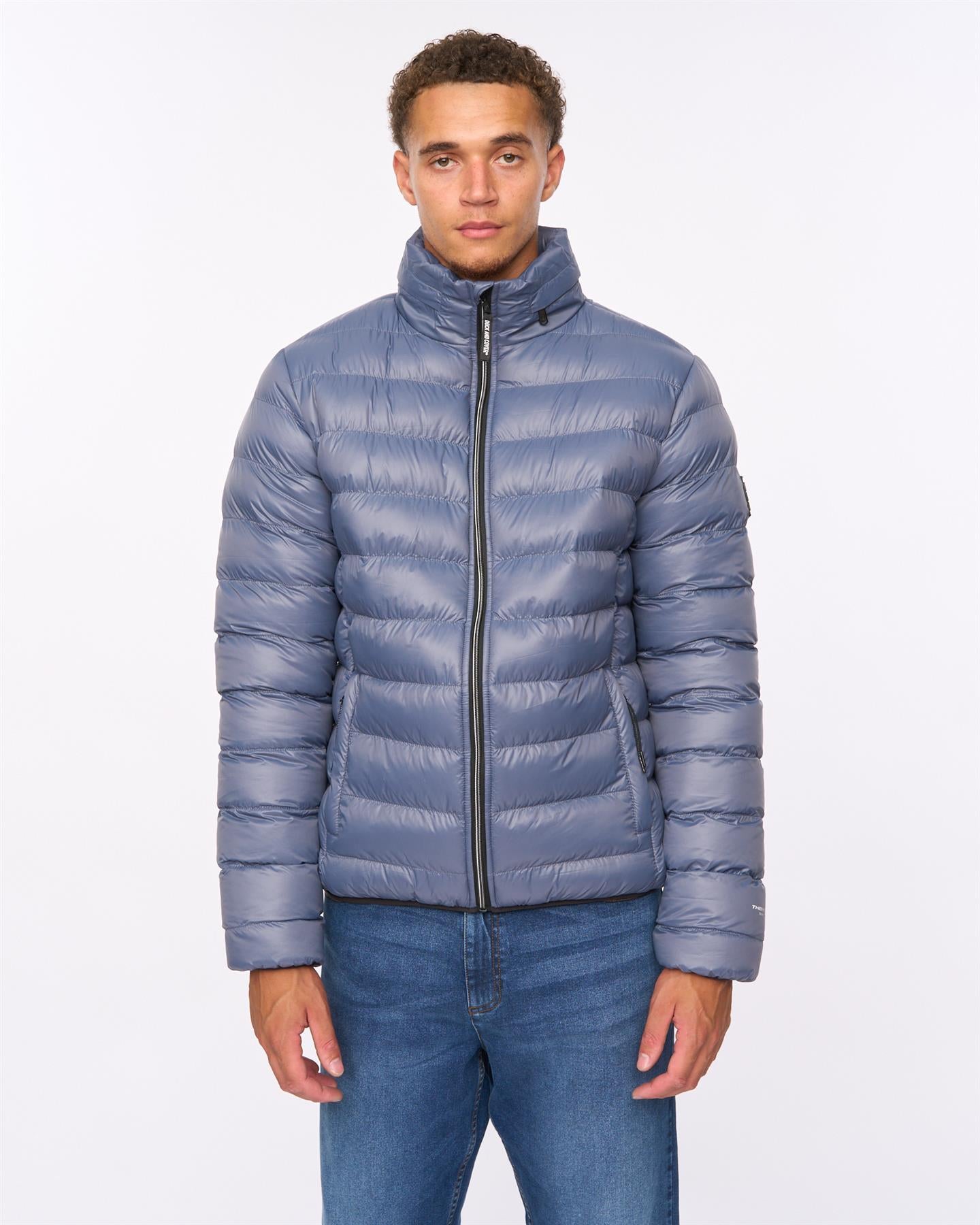 Mens Shemmy Two Quilted Jacket Denim Blue