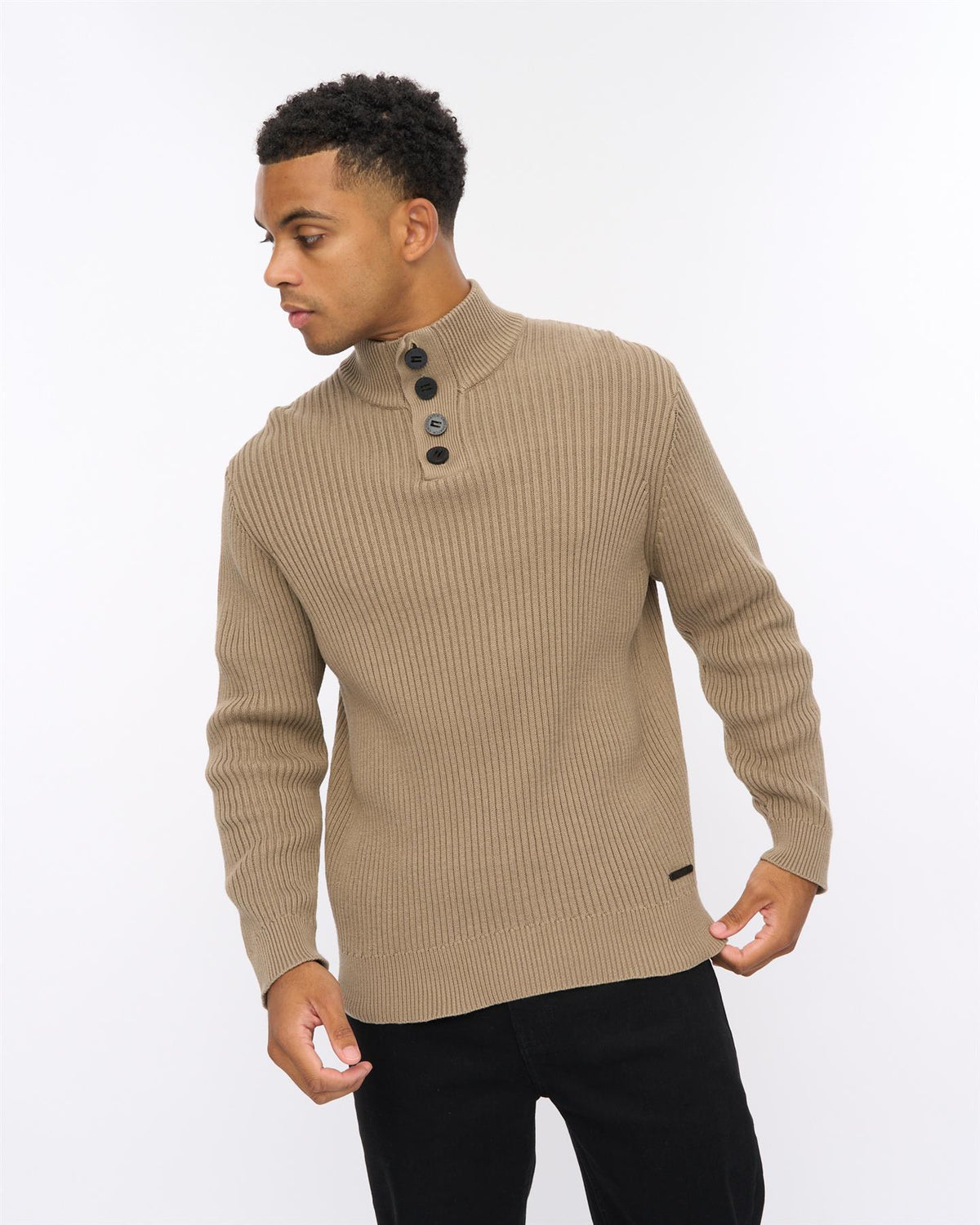Mens Wellburys Chunky Knit Taupe