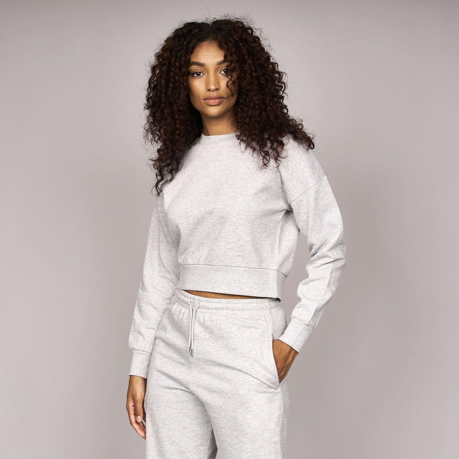Womens Catalina Crop Crew Sweat Grey Marl