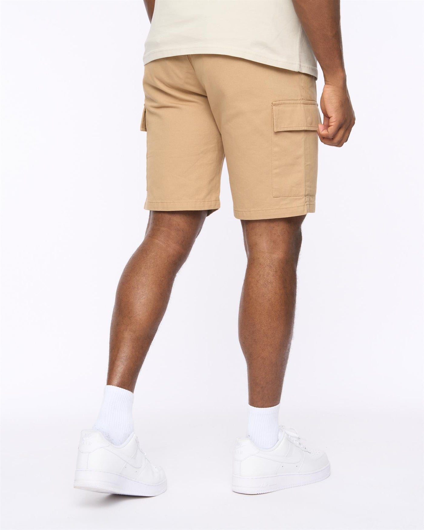 Mens Utilate Elastic Waist Cargo Shorts Stone