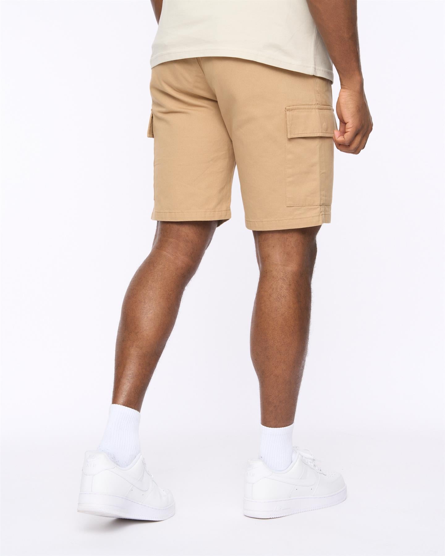 Mens Utilate Elastic Waist Cargo Shorts Stone