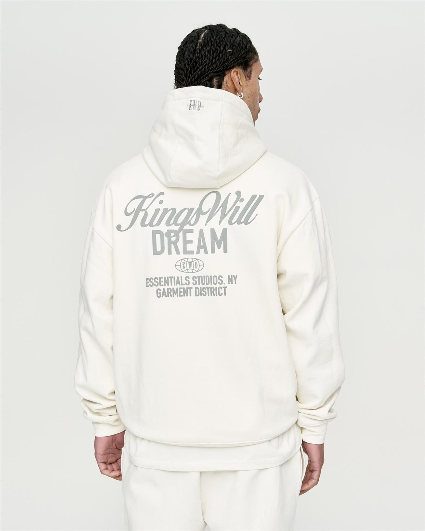 Mens Studio Scripted Hoodie Off White