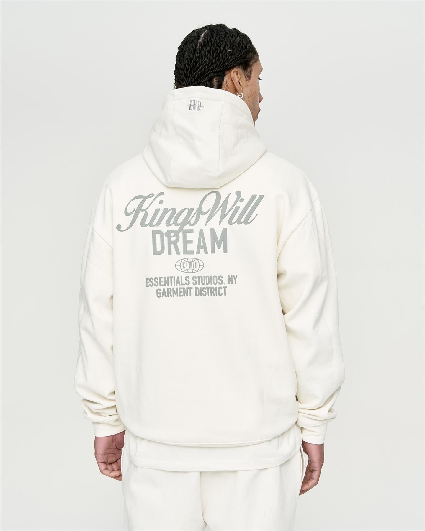 Mens Studio Scripted Hoodie Off White