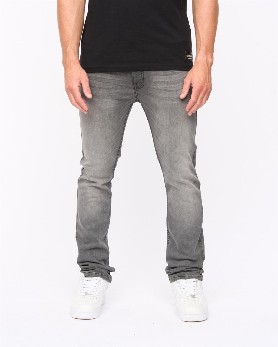 Crosshatch Mens Malcolm Slim Fit Jeans Light Grey Wash