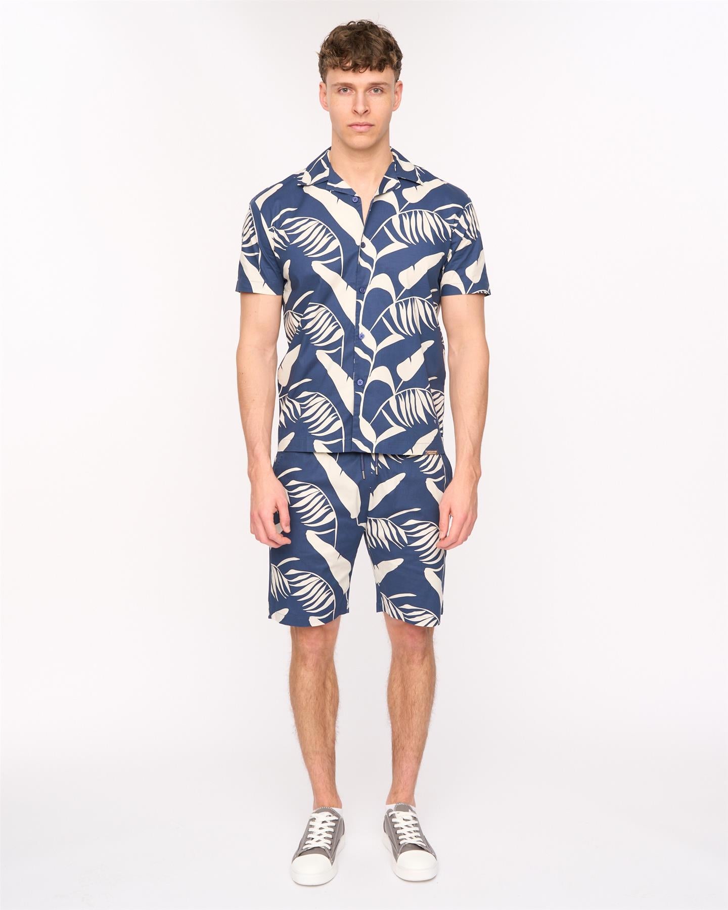 Mens Hopkinton Shirt & Shorts Set Navy
