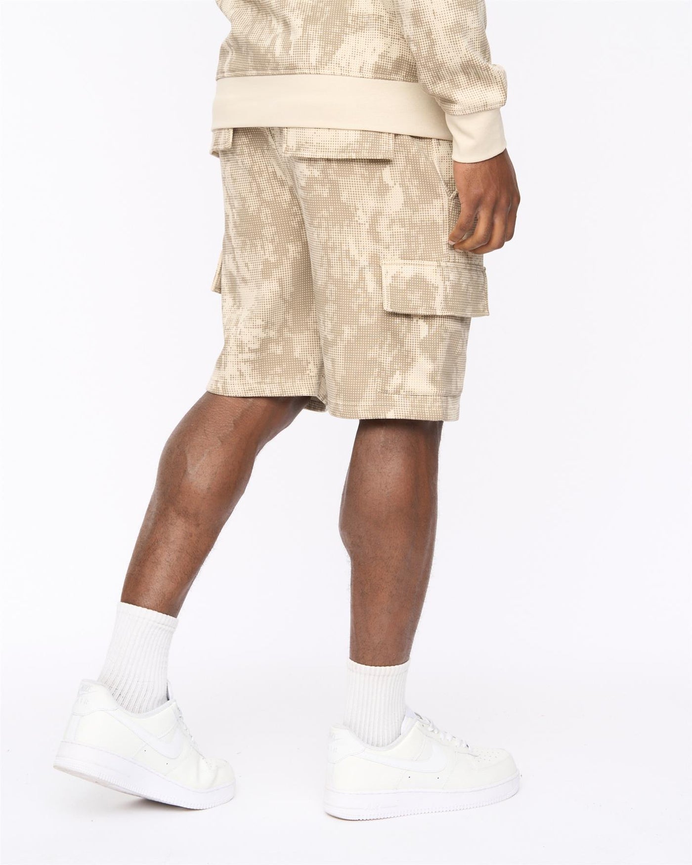 Mens Bardon Camo Cargo Shorts Light Stone