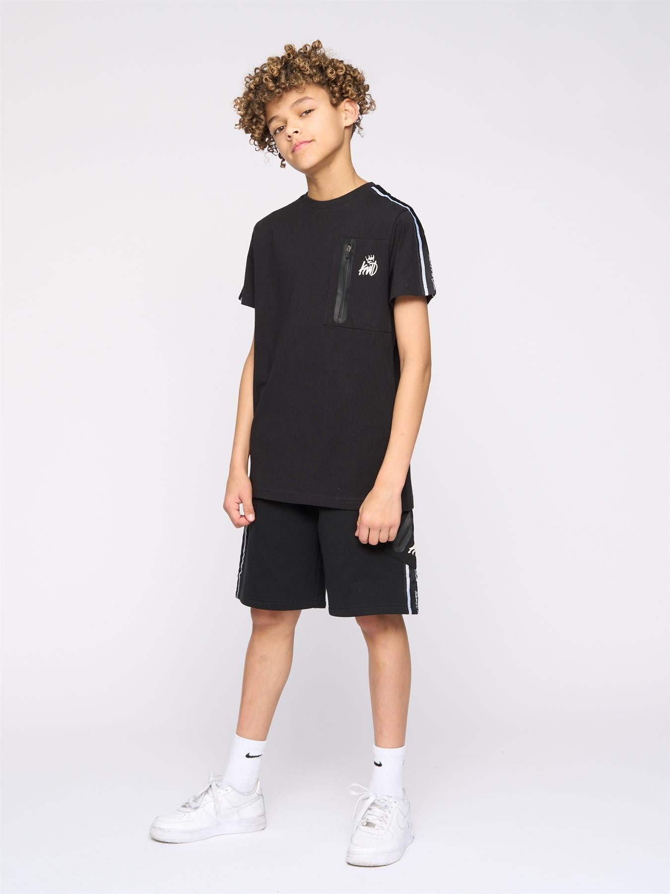 Kids Boys Techy Taped Cargo T-Shirt Black
