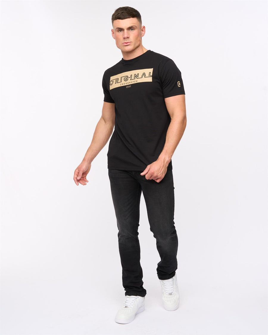 Crosshatch Mens Malcolm Slim Fit Jeans Black Wash