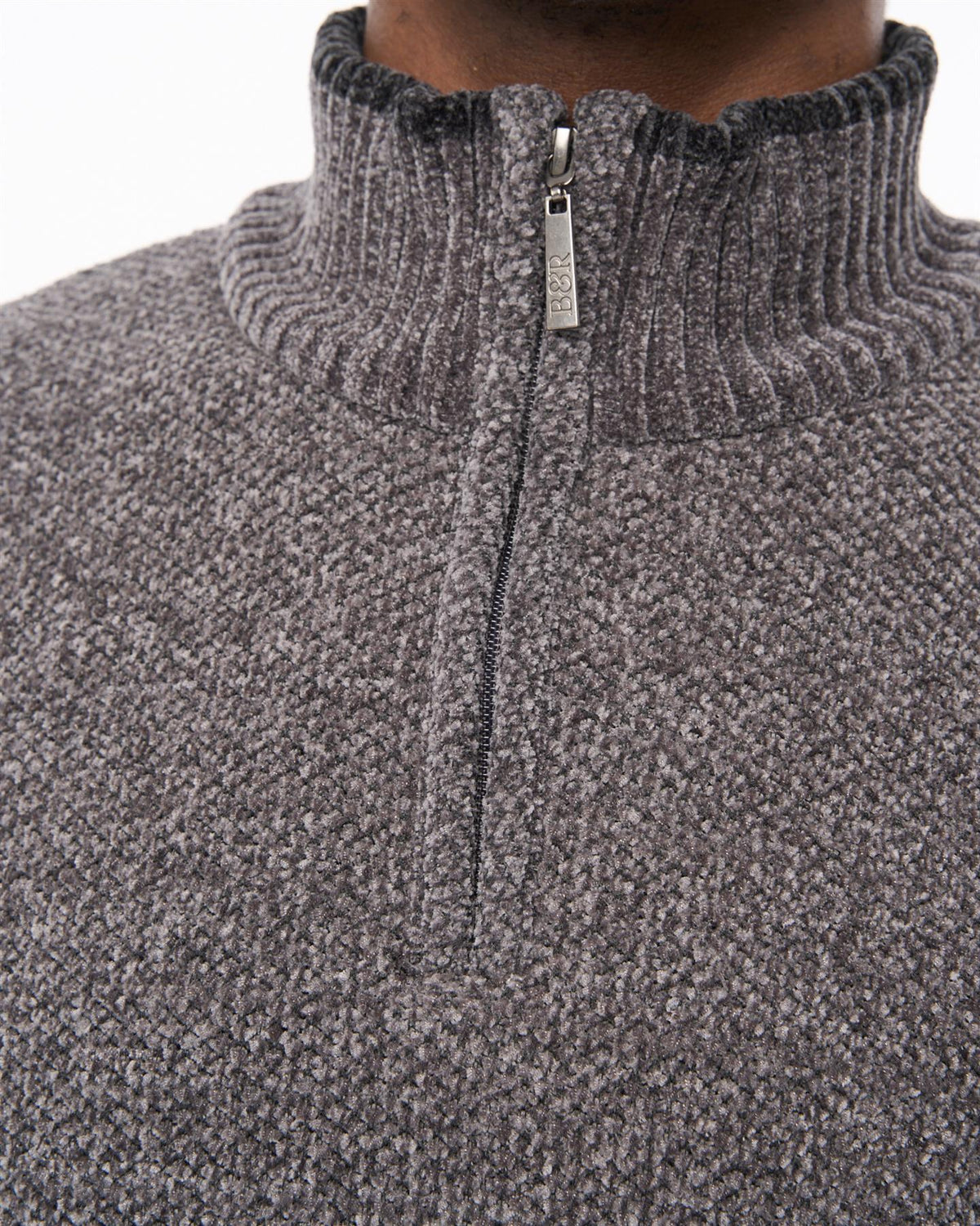 Hayton Funnel Neck 1/4 Zip Sweater Mid Grey