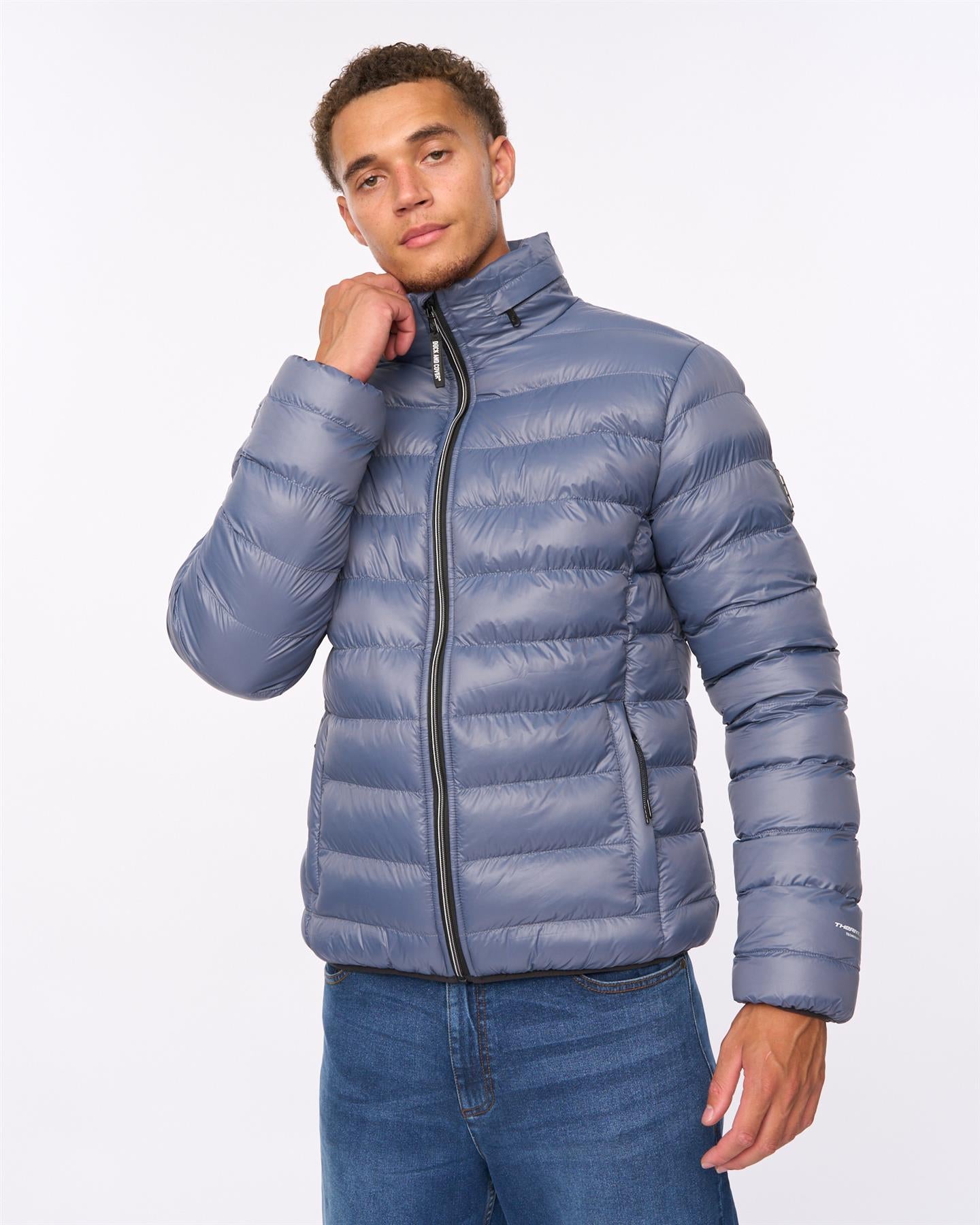Mens Shemmy Two Quilted Jacket Denim Blue