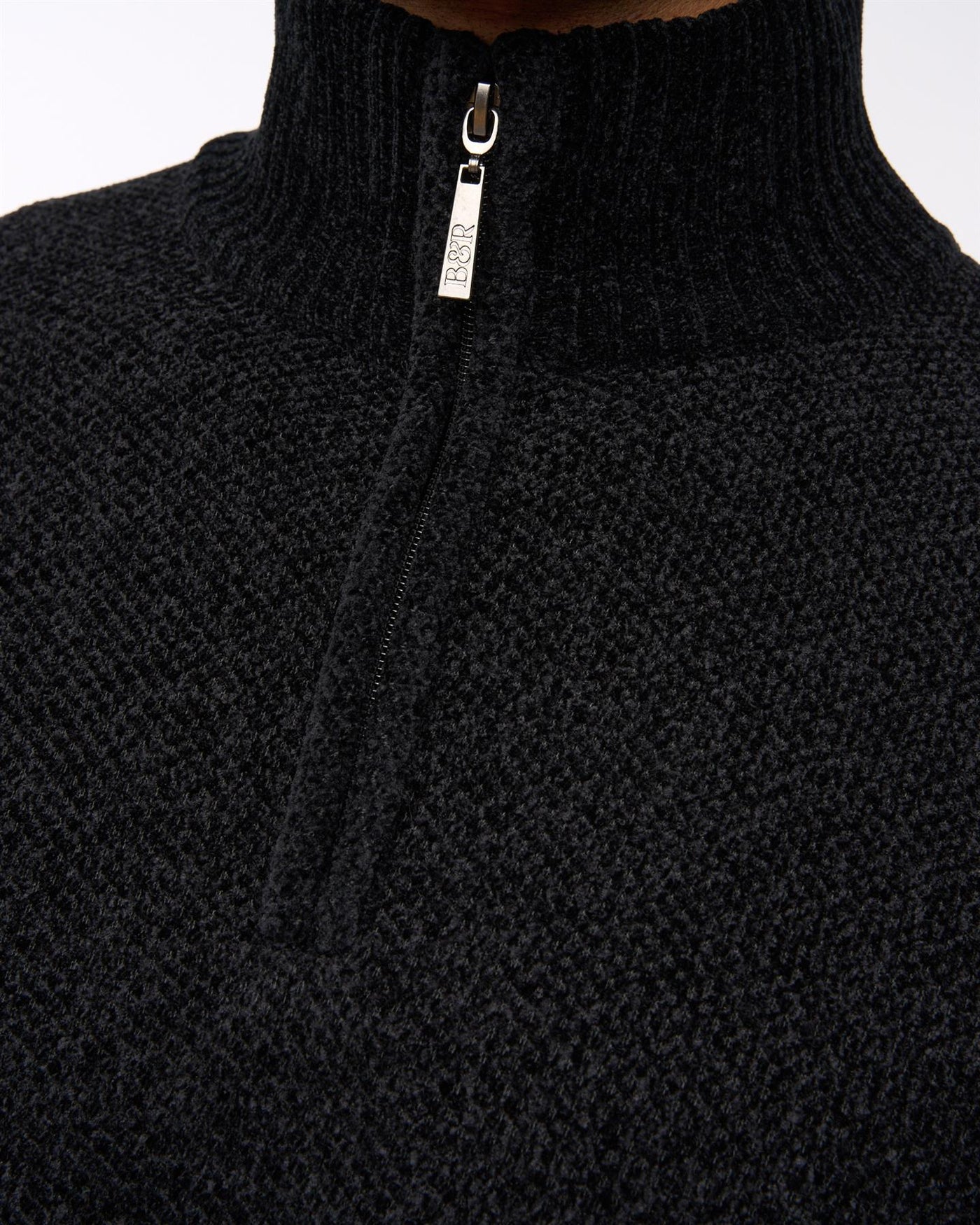 Harewood Chenille 1/4 Zip Jumper Black