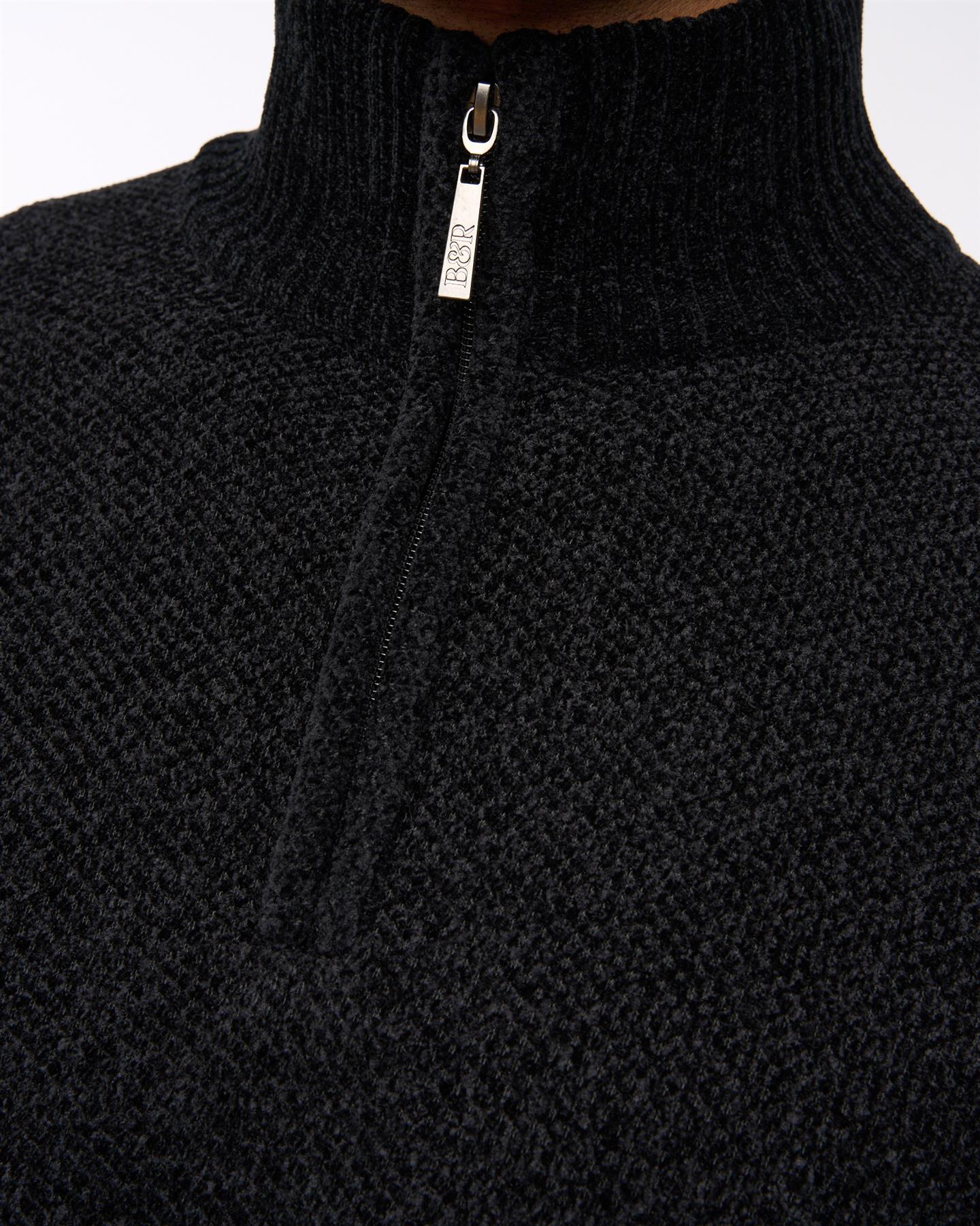 Harewood Chenille 1/4 Zip Jumper Black