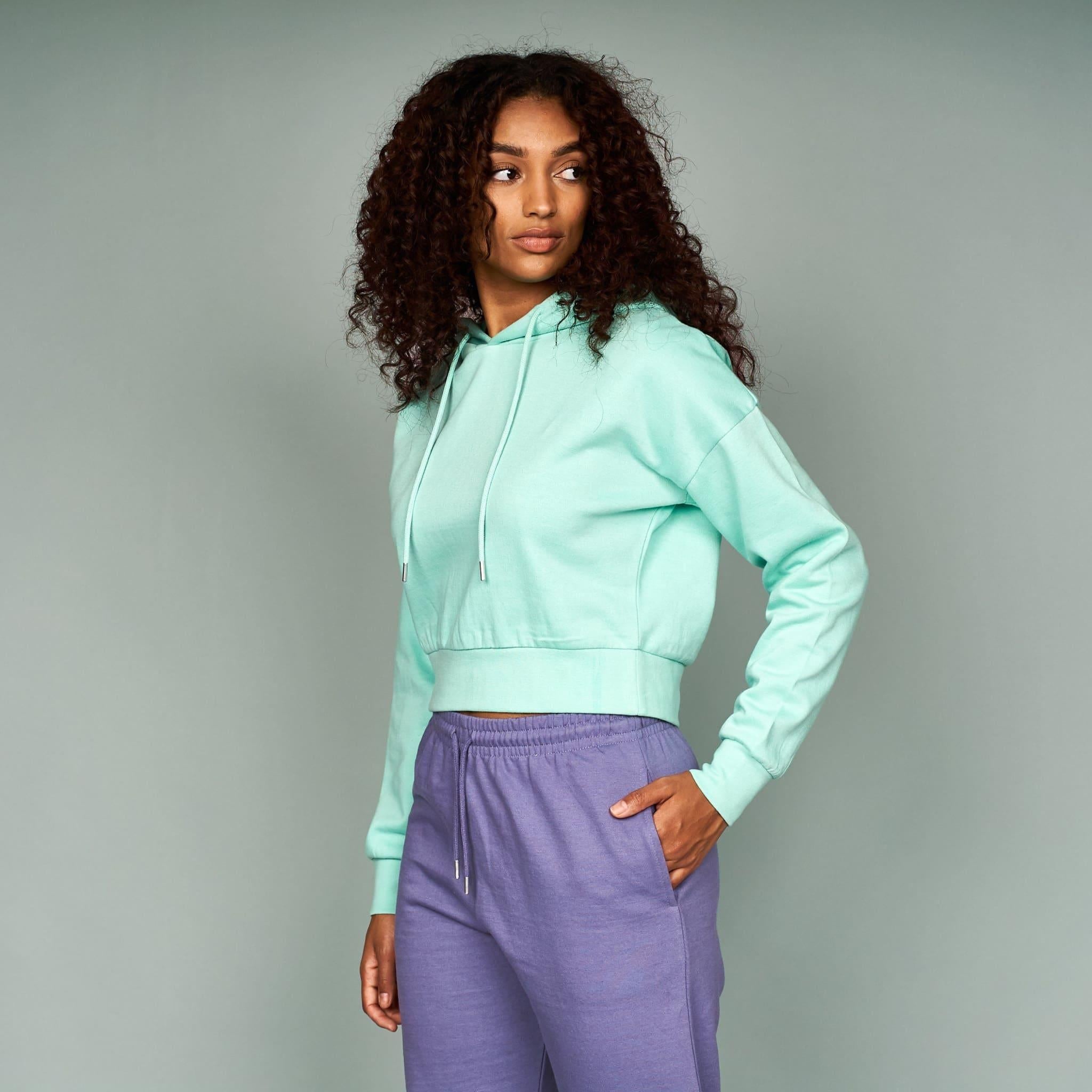 Womens Danica Crop Hoodie Mint Green