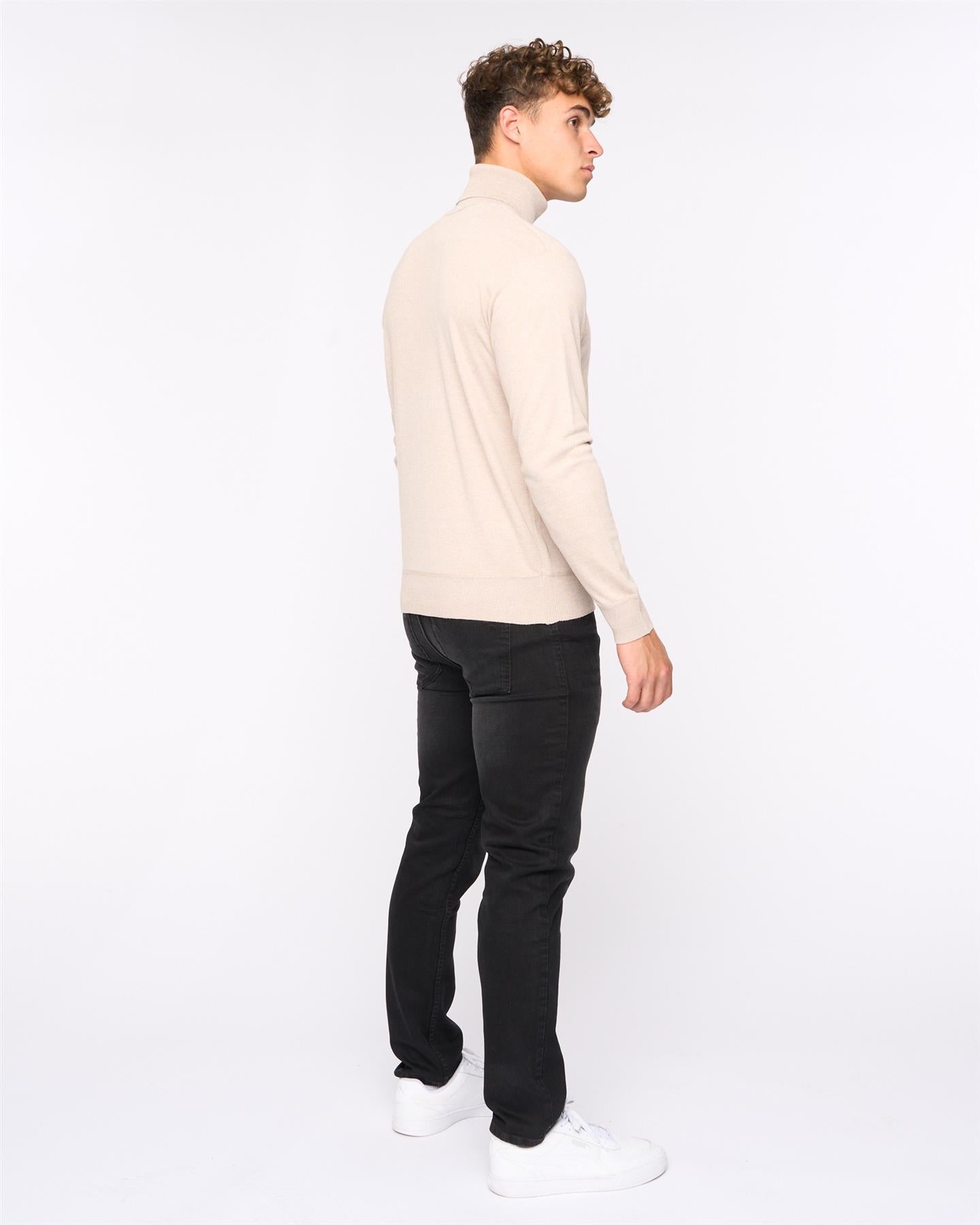 Mens  Cliveden Turtle Neck Knit Off White Marl