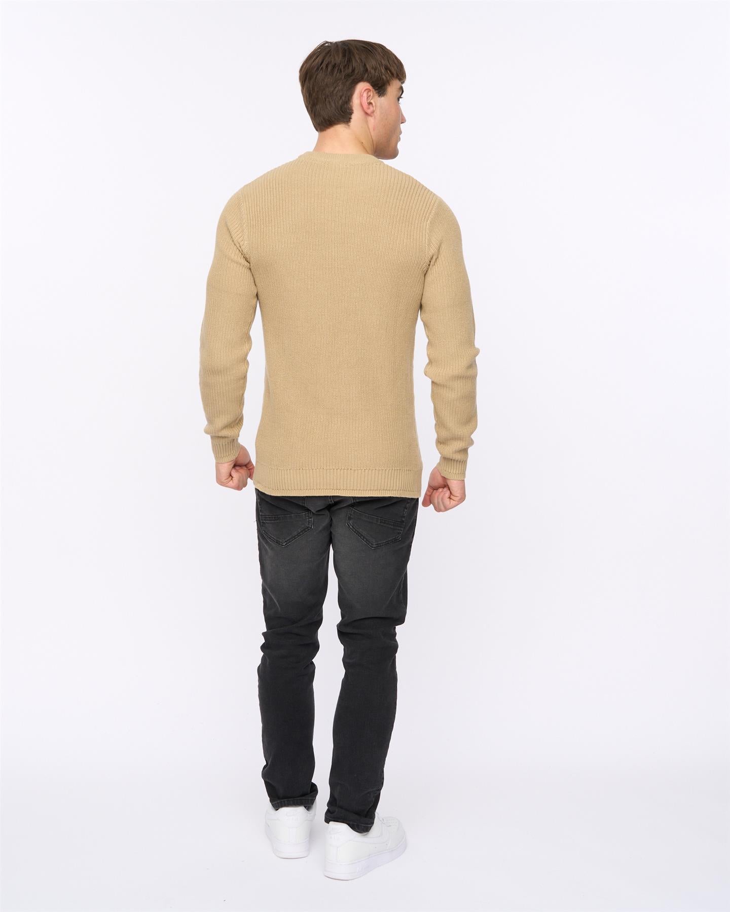 Mens Kabstars Cable Knit Stone