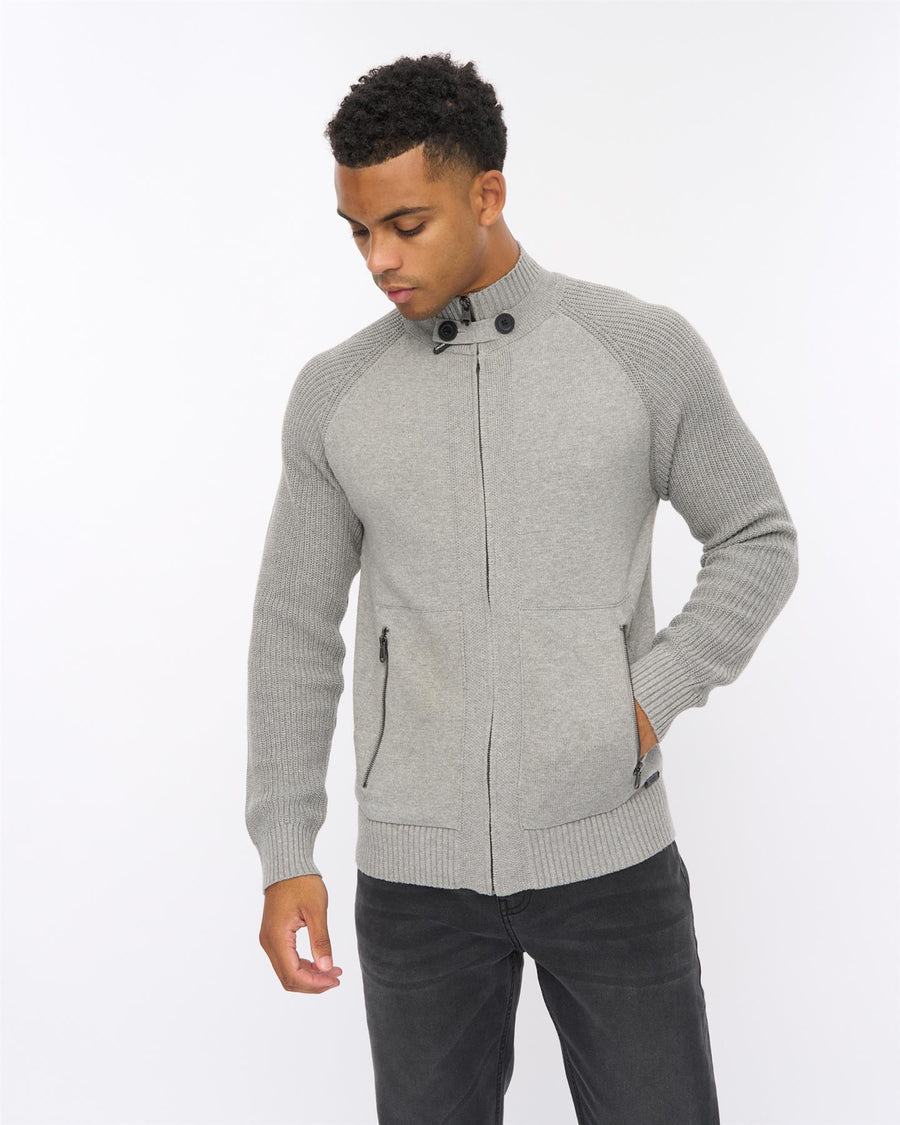Mens Birchin Zip Thru Knit Grey
