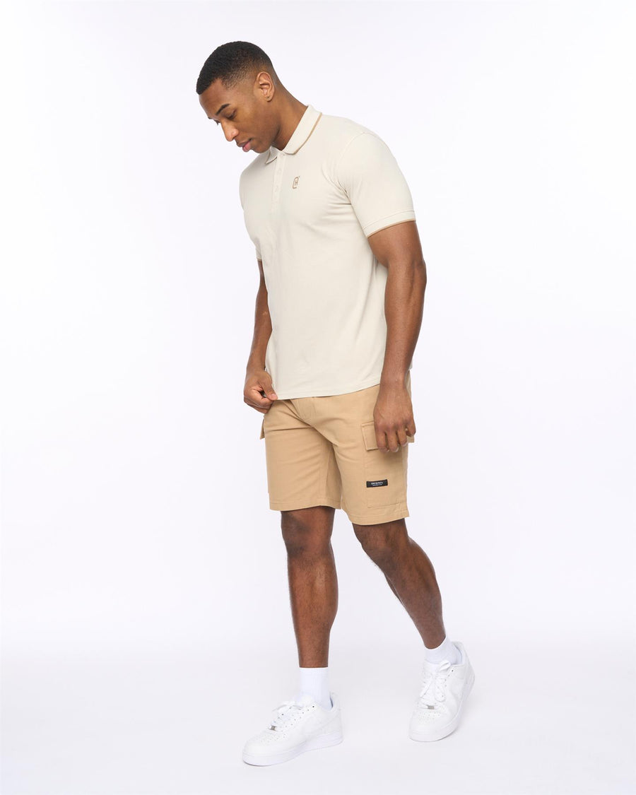 Mens Utilate Elastic Waist Cargo Shorts Stone