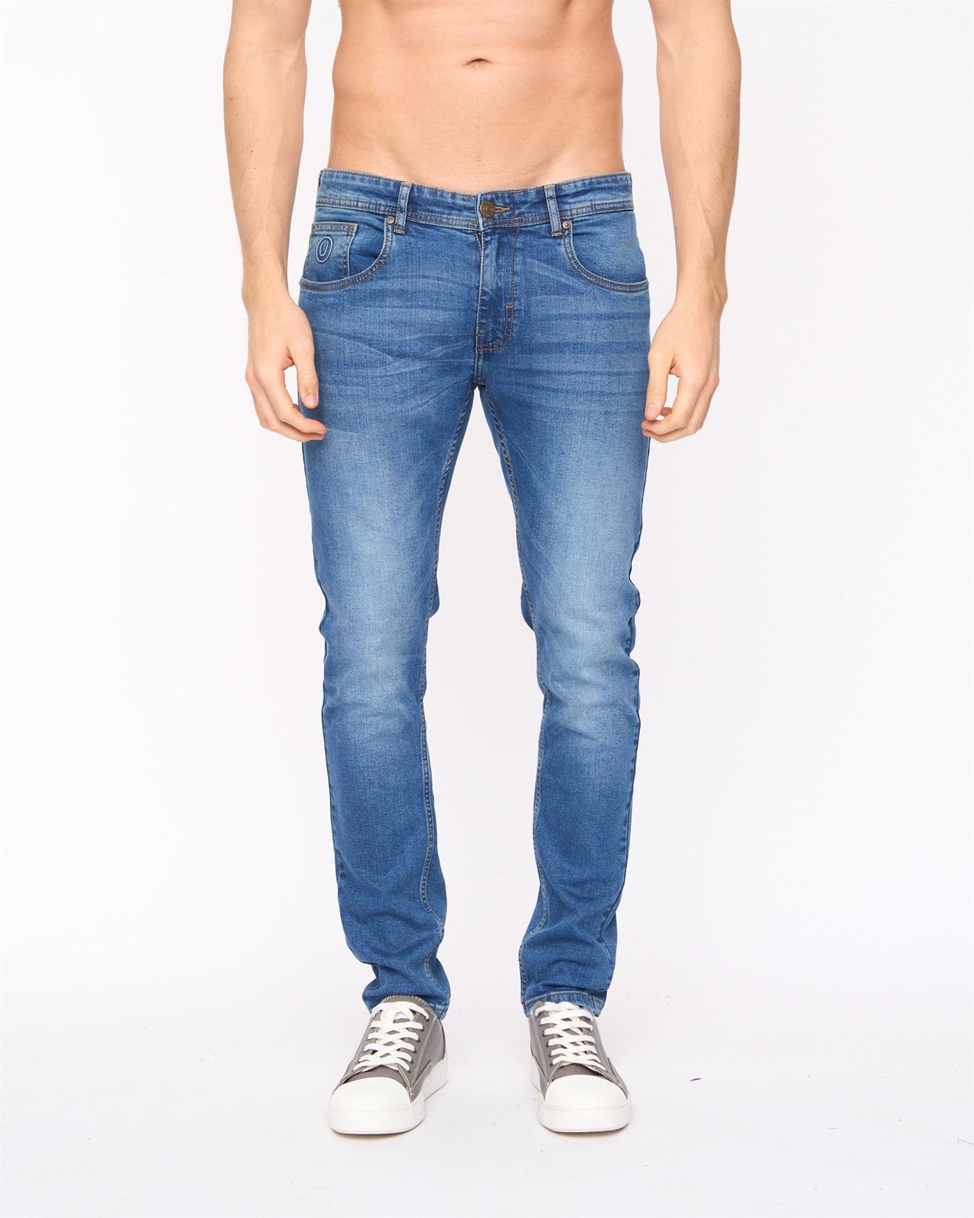 Mens Doves Slim Fit Jeans Mid Wash