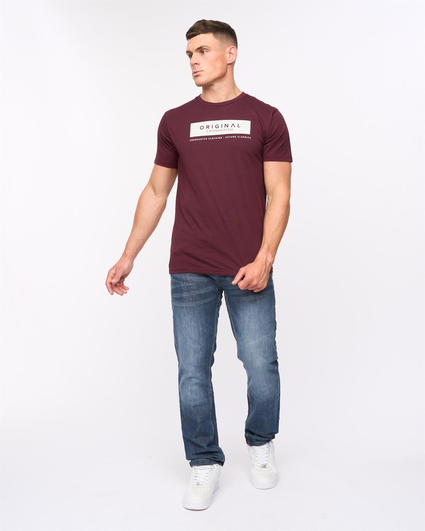 Mens New Embossed Techno Denim Jeans Stone Wash