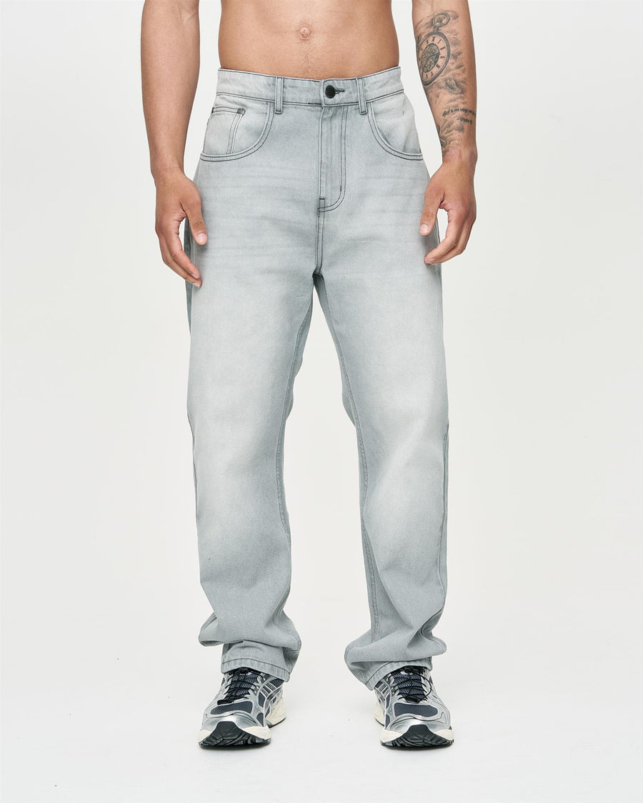 Mens Studio Dee Baggy Jeans Light Grey Wash