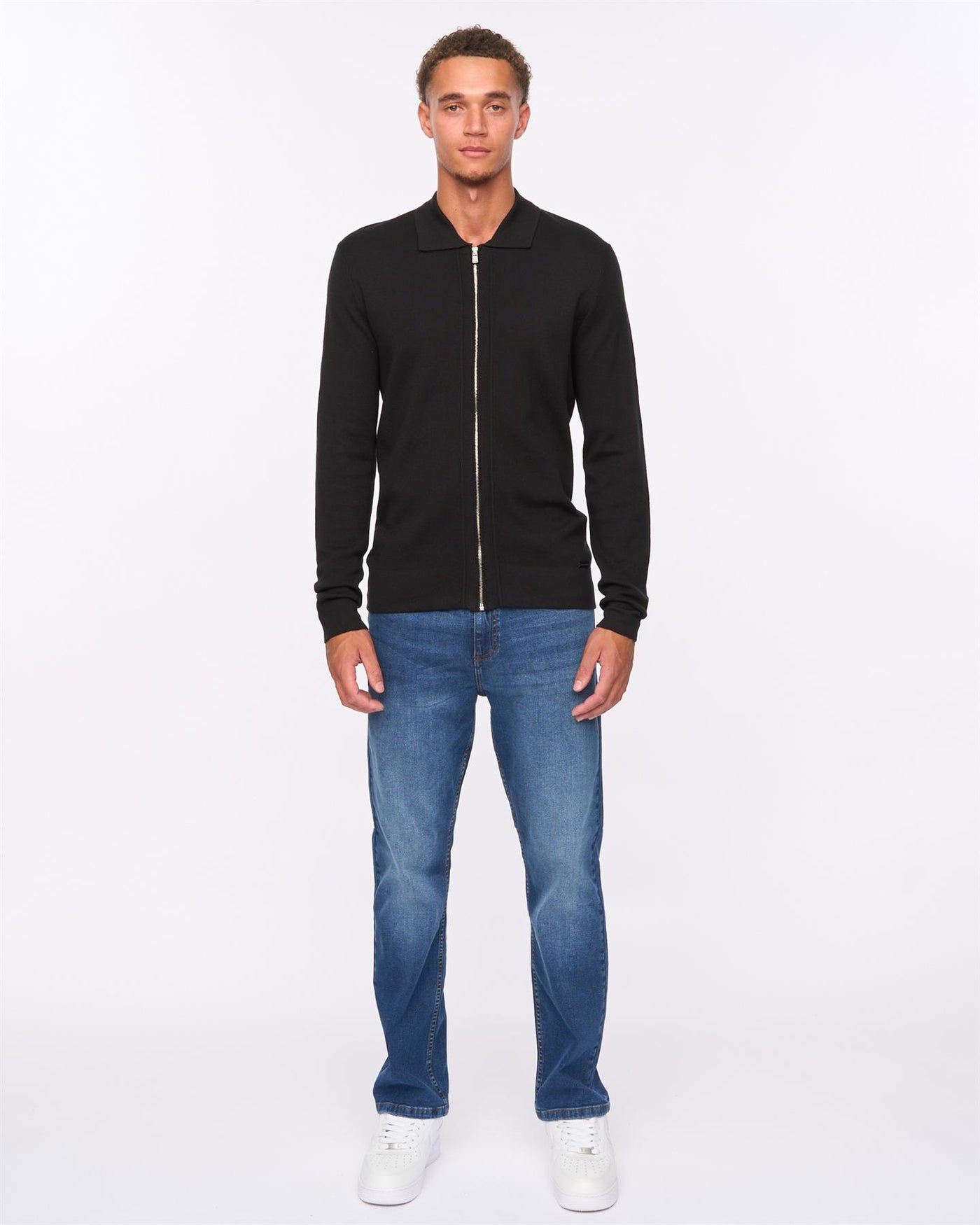 Mens Melfi Zip Thru Knit Black
