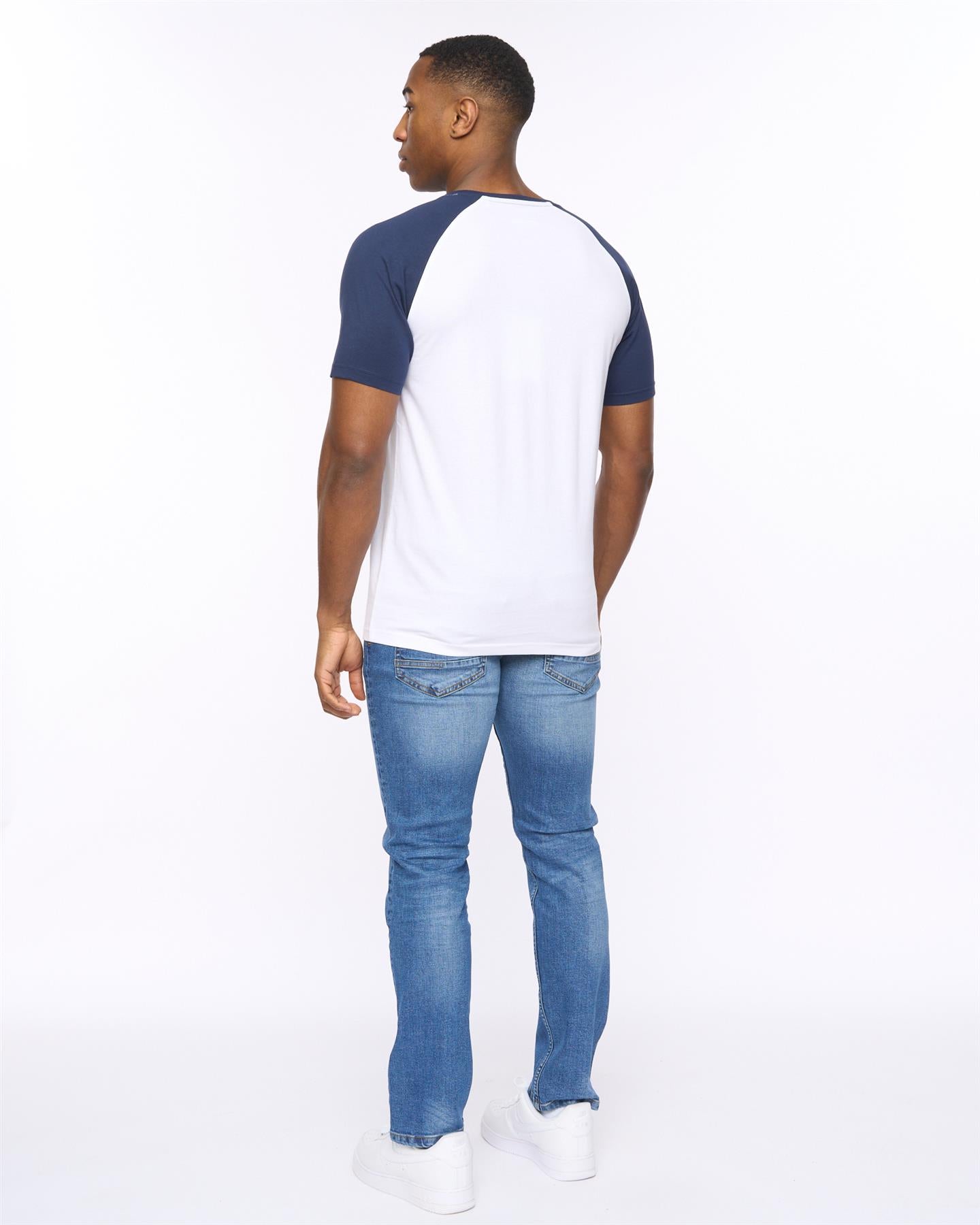 Mens Meza T-Shirt White/Navy