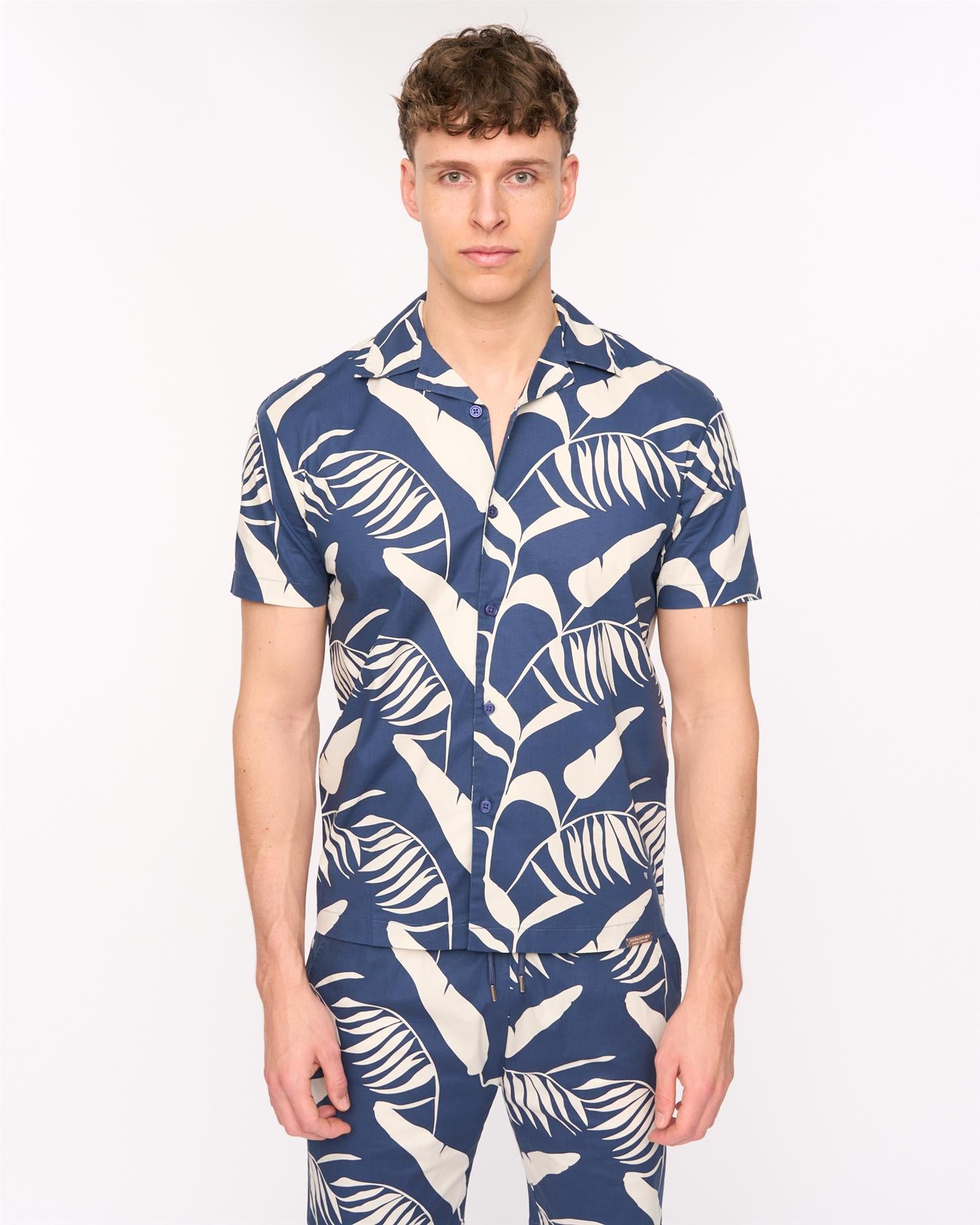 Mens Hopkinton Shirt & Shorts Set Navy