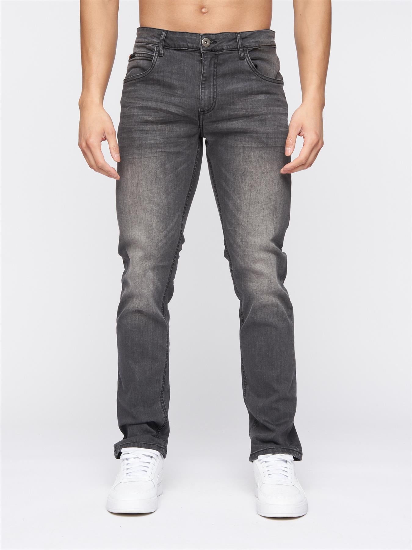 Mens Svelte Slim Fit Stretch Jeans Dark Grey