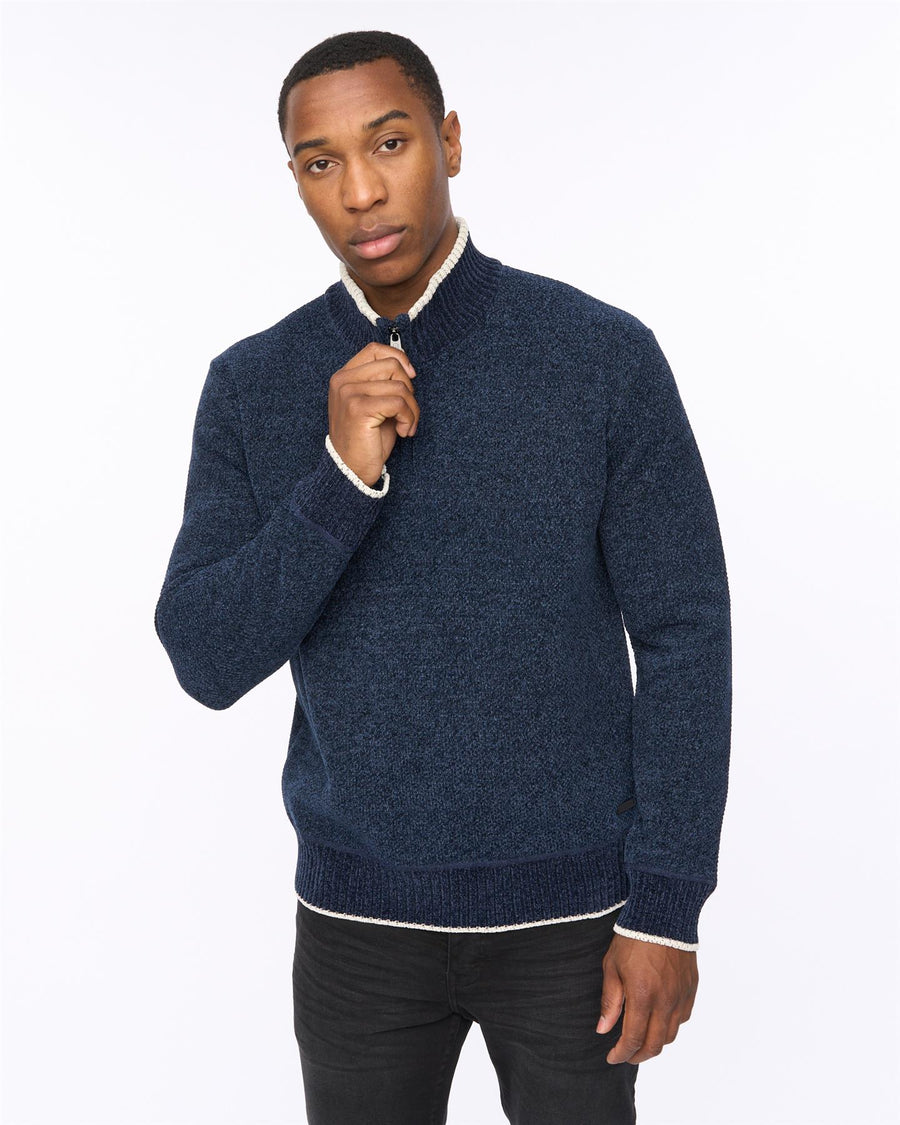 Mens Coldwell Chenille 1/4 Zip Knit Navy