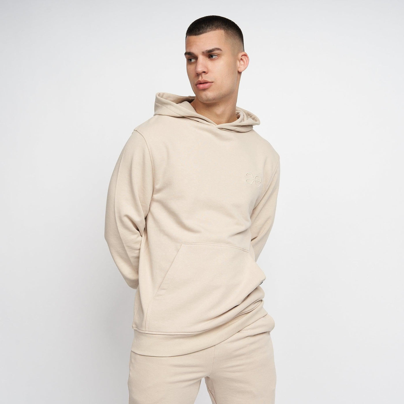 Crosshatch Mens Emmson Hoodie Stone