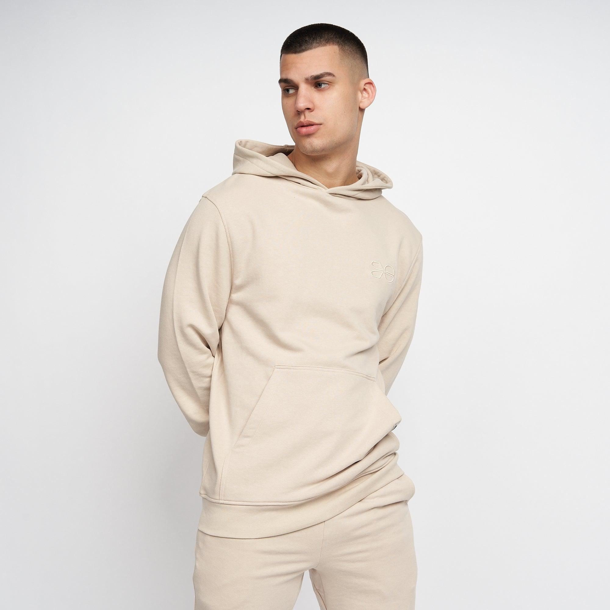 Crosshatch Mens Emmson Hoodie Stone