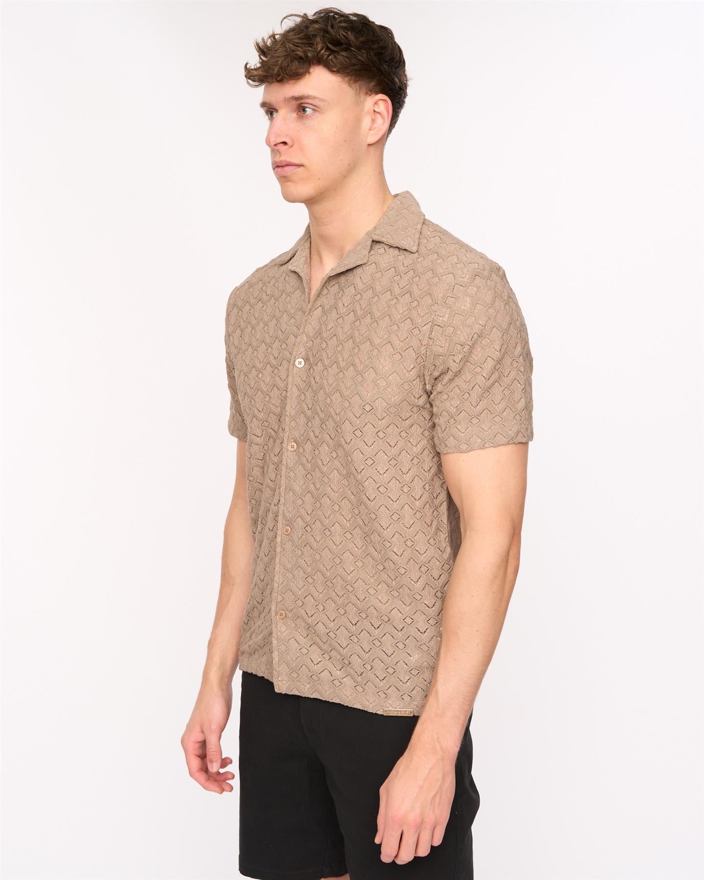 Mens Foxborough Knit Shirt Taupe