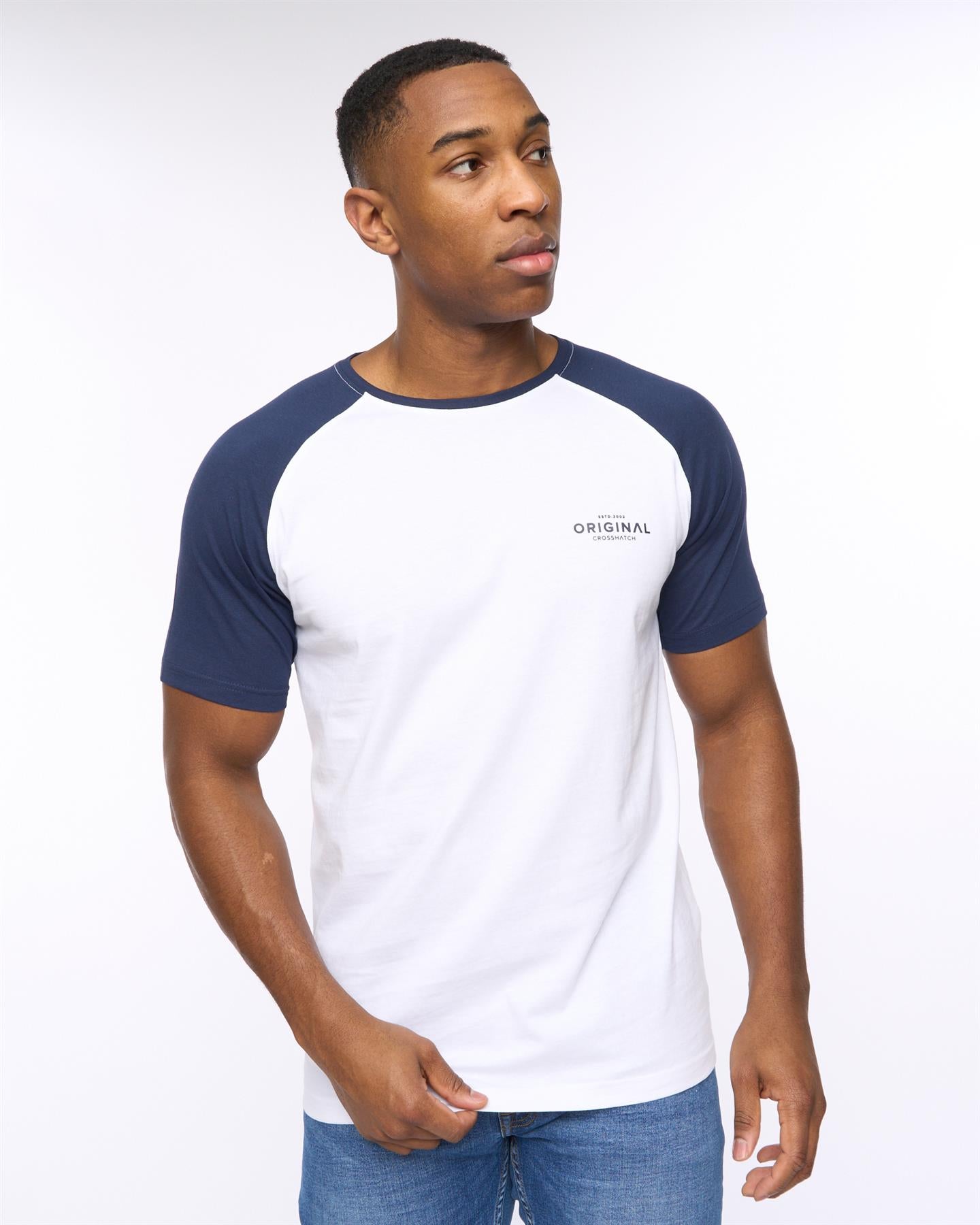 Mens Meza T-Shirt White/Navy
