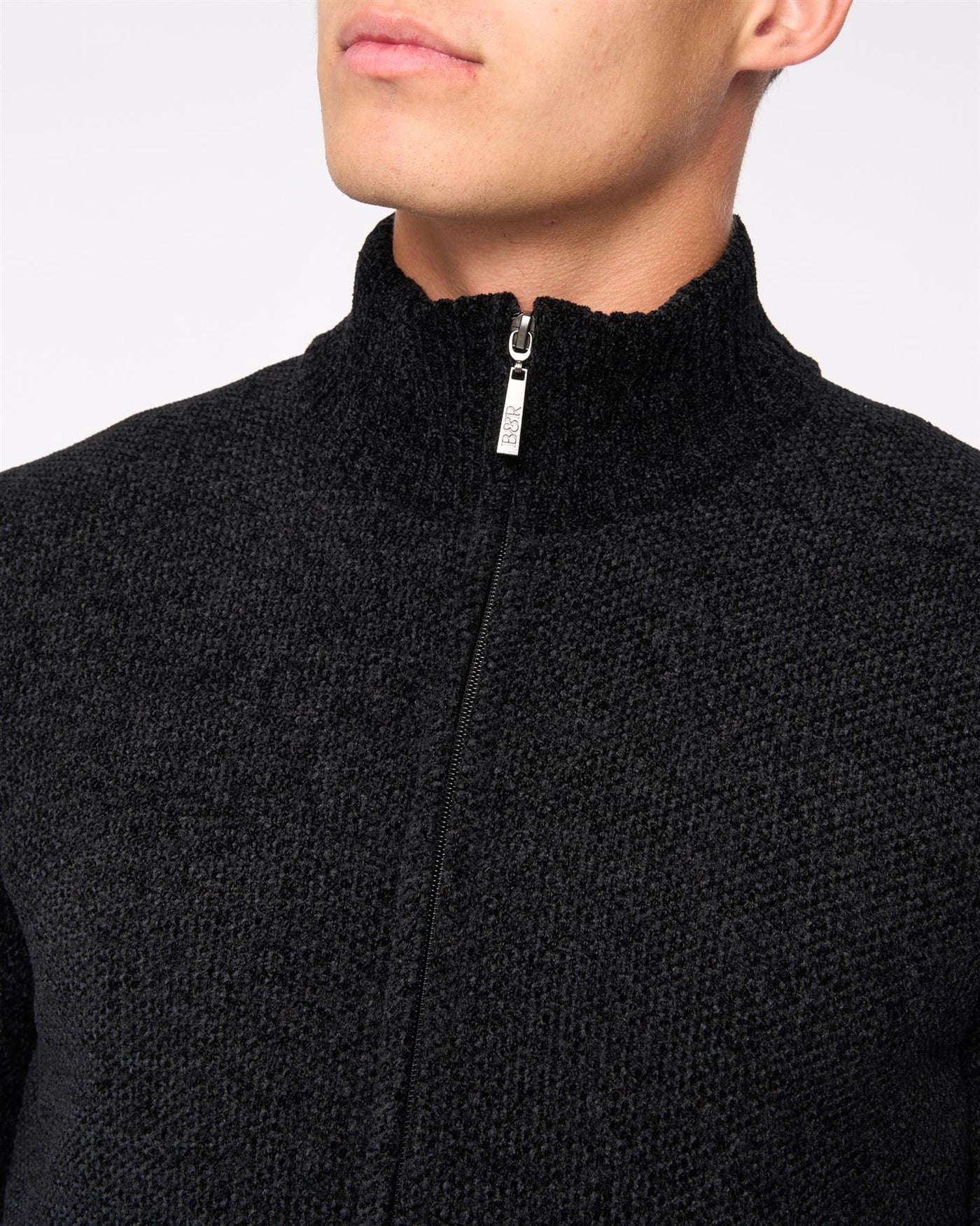 Mens Gladstone Funnel Kneck Zip Knit Black