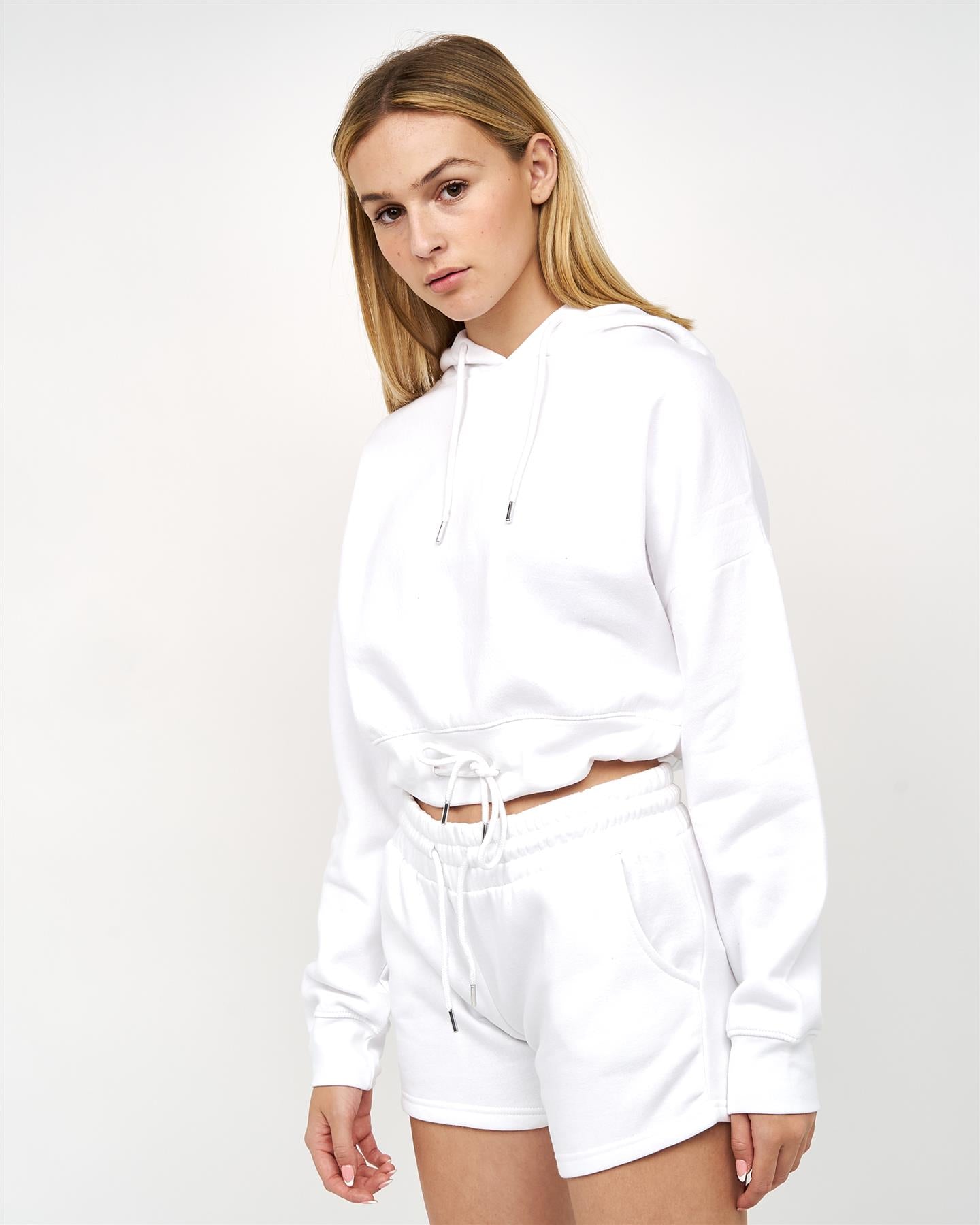 Womens Danica Crop Hoodie White