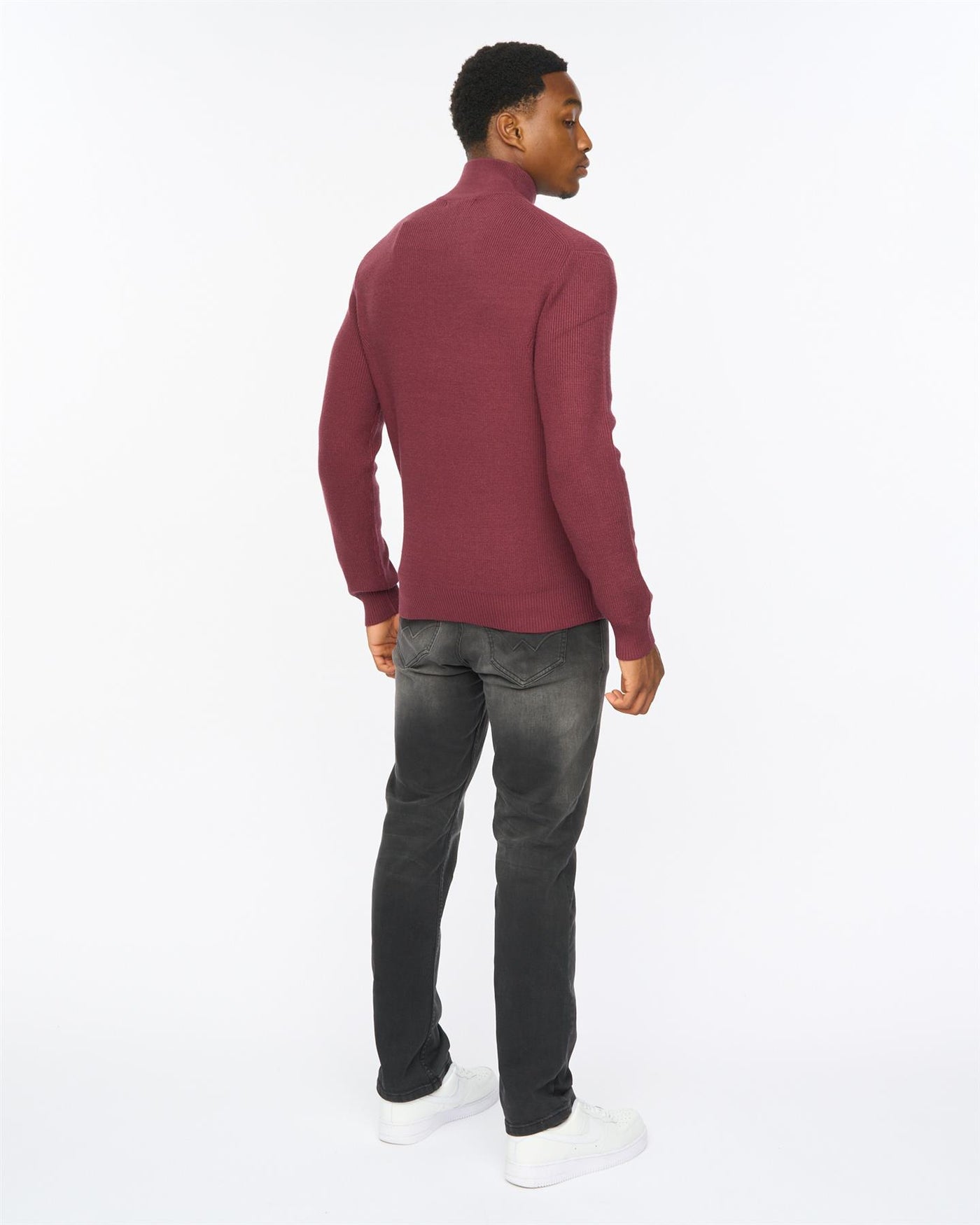 Mens Potenza 1/4 Zip Knit Raisin