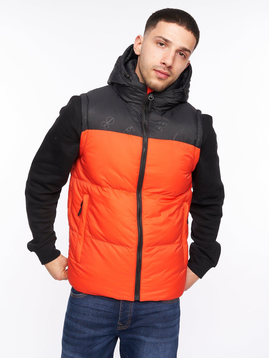 Mens Chemerley Hooded Gilet Orange