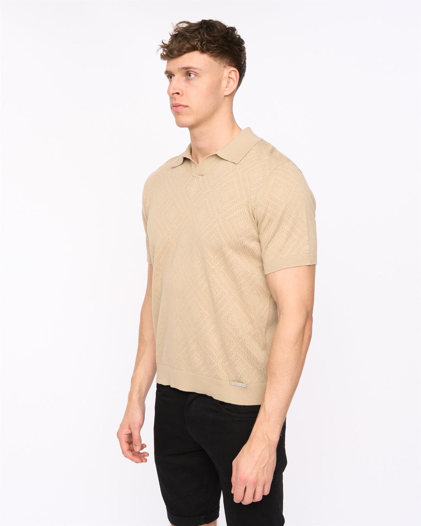 Mens Dedham Knit Polo Stone
