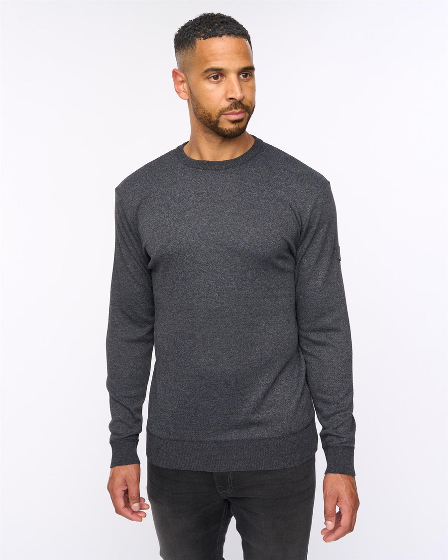 Pepston Crew Neck Jumper Black Marl
