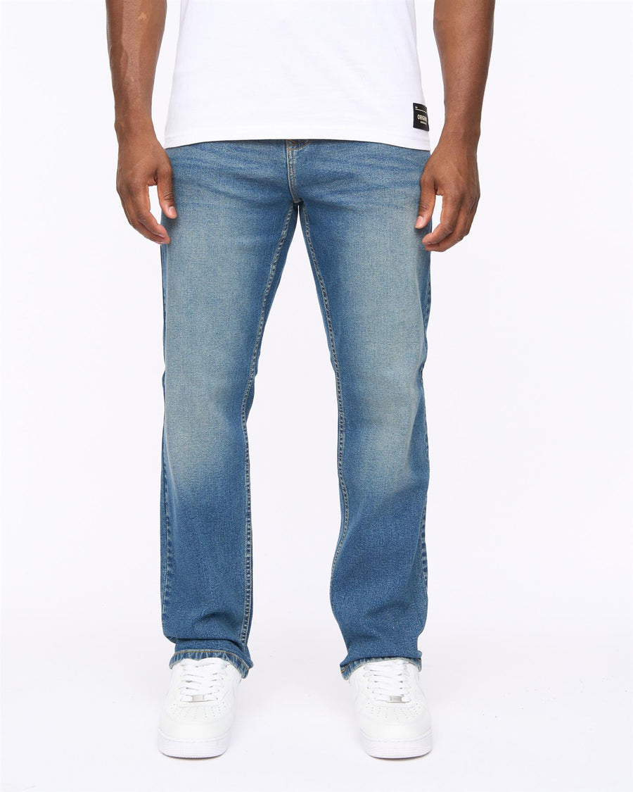 Mens Detendu Relax Fit Jeans Mid Wash