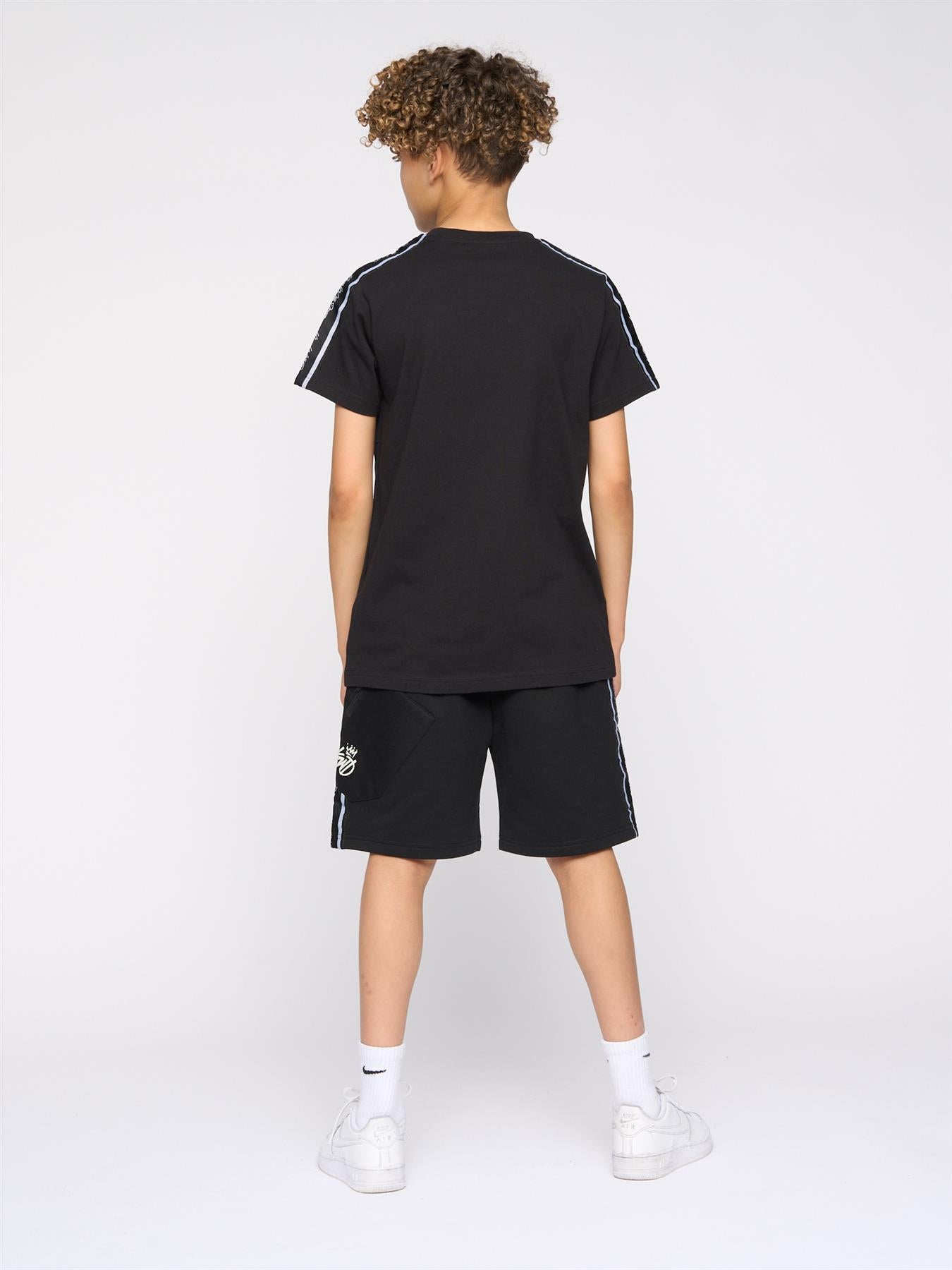Kids Boys Techy Taped Cargo Shorts Black
