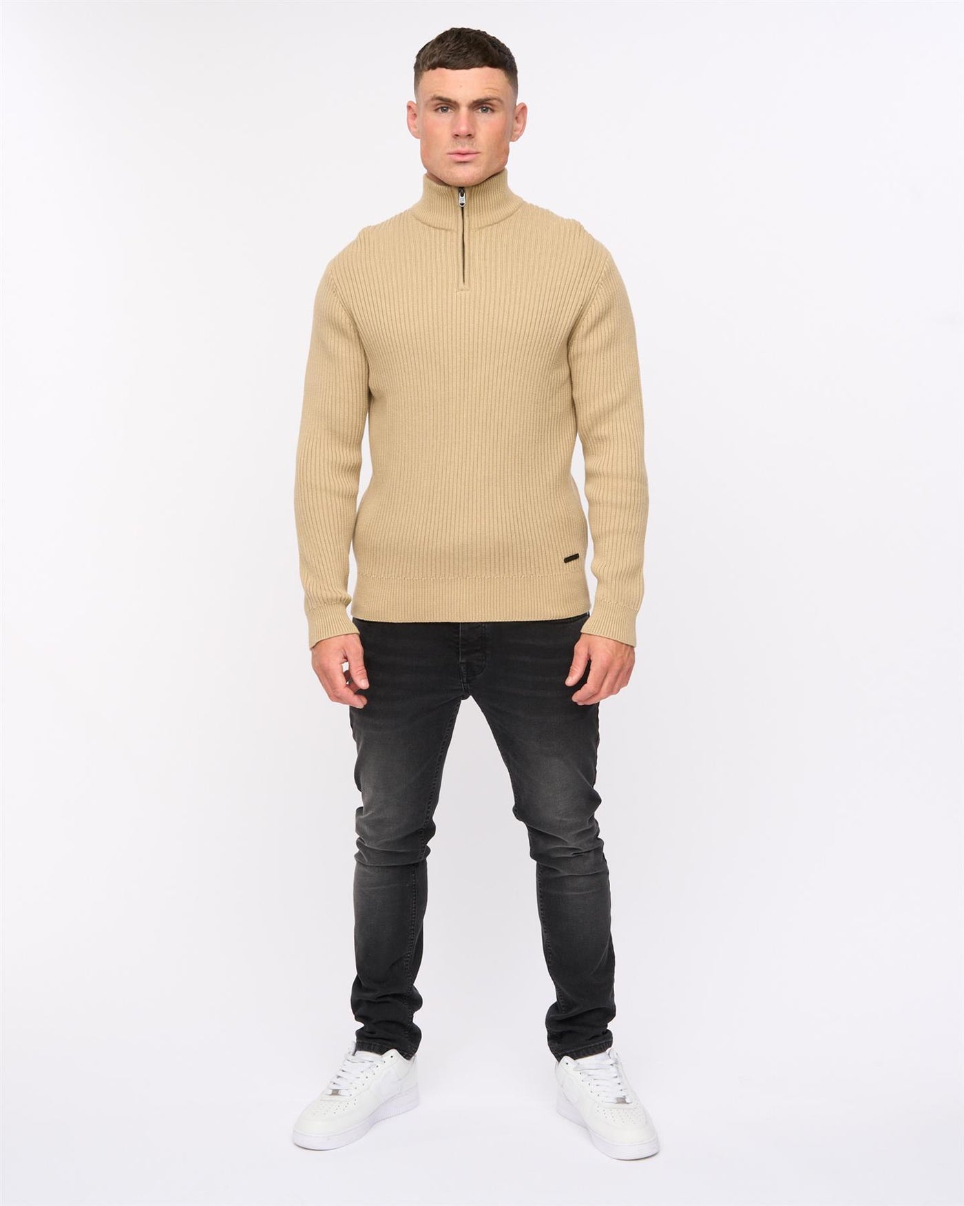 Mens Havaline 1/4 Zip Knit Stone