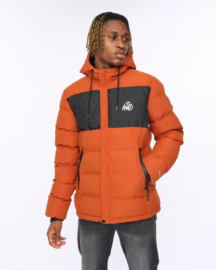 Mens Fractioned Puffer Jacket Burnt Orange