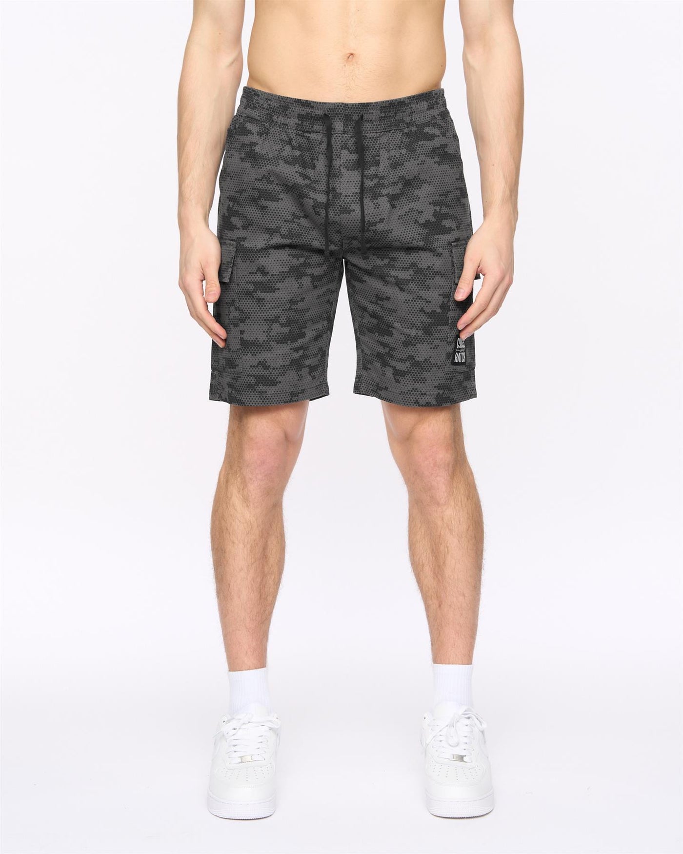 Mens Janscore Elastic Waist Cargo Shorts Dark Grey