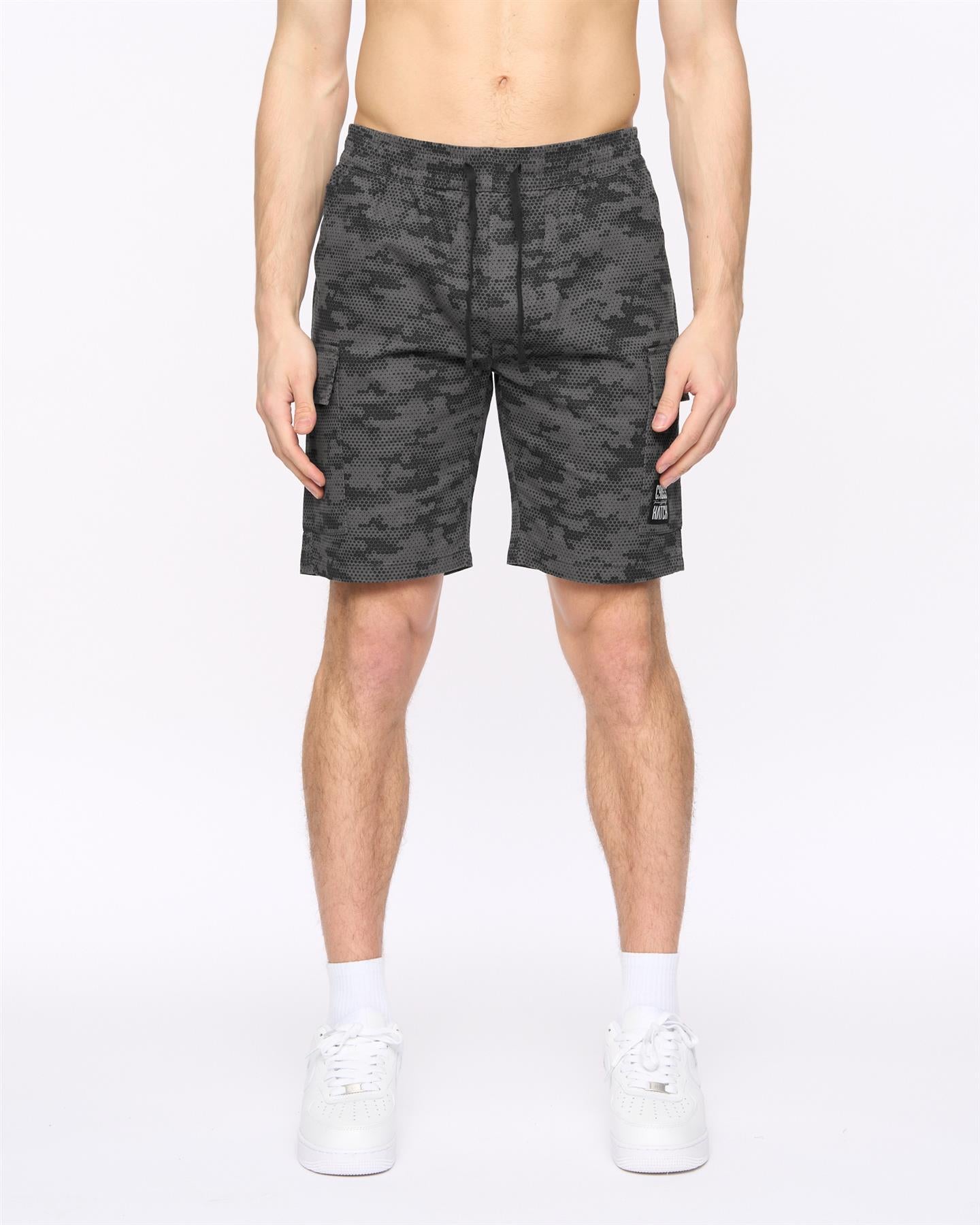 Mens Janscore Elastic Waist Cargo Shorts Dark Grey