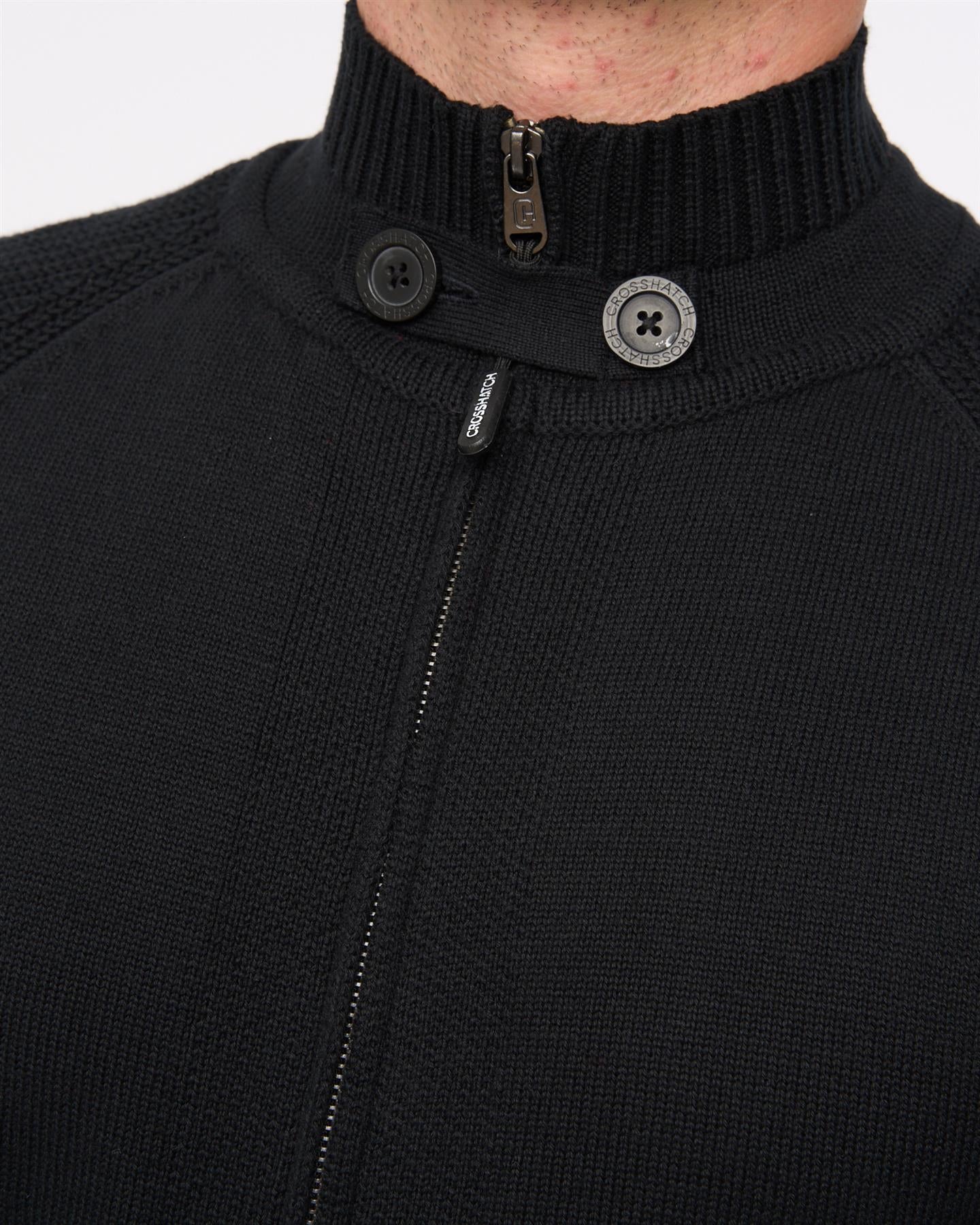 Mens Birchin Zip Thru Knit Black