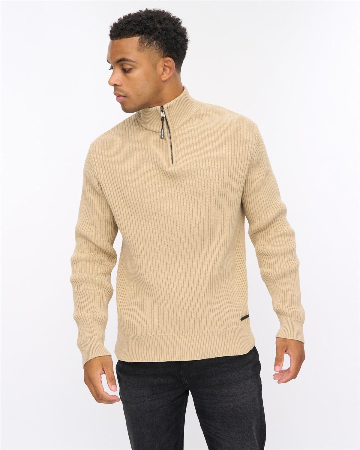 Mens Havaline 1/4 Zip Knit Stone